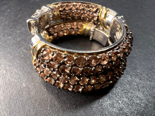 Andalusite inside out hoop earrings in gold and rhodium over sterling silver