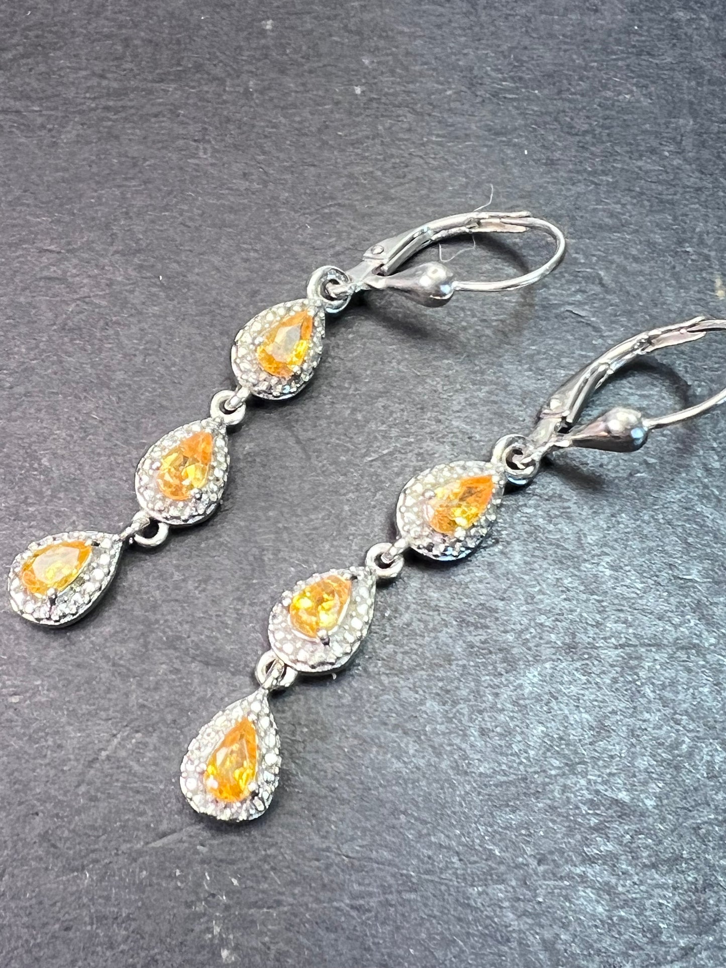 Mandarin garnet and sterling silver dangle earrings