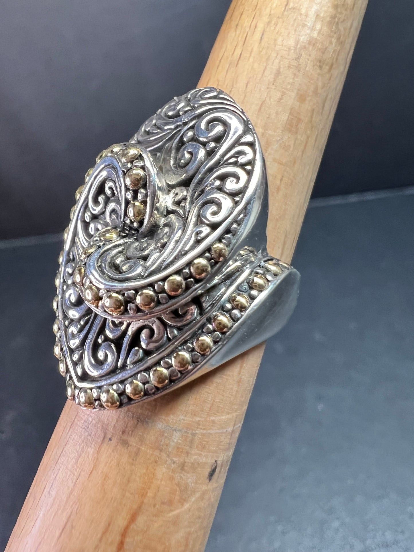 Samuel B Bali Sterling Silver Ring w 18K Gold Accents Size 6