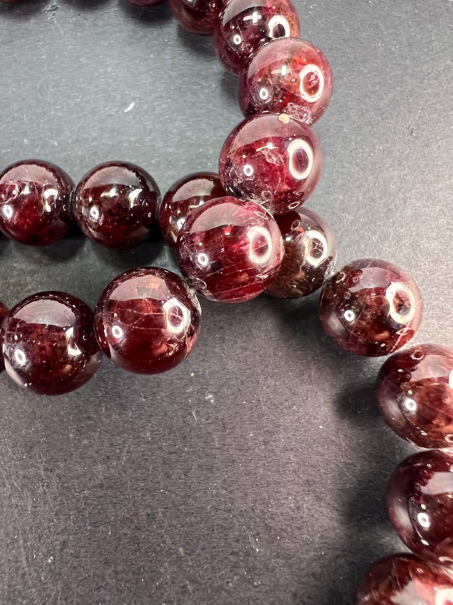 Garnet beaded necklace with sterling silver clasp