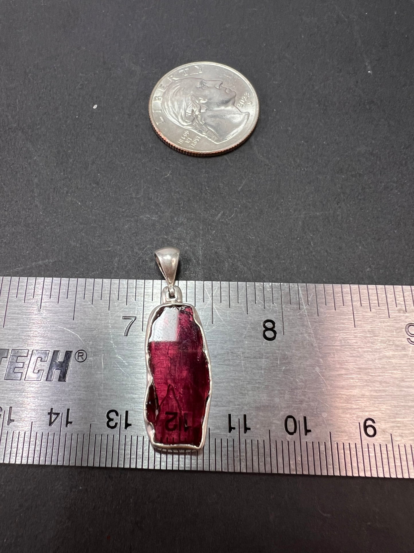 NEW Pink tourmaline sterling silver pendant 2.71 grams