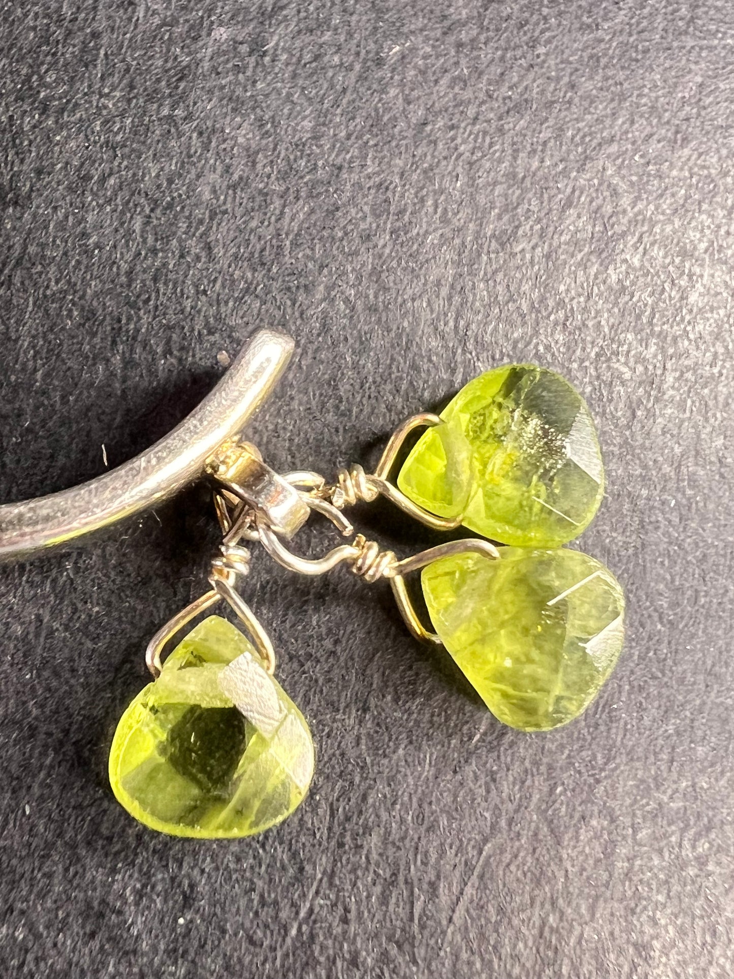 NEW peridot sterling silver crescent hoop earrings