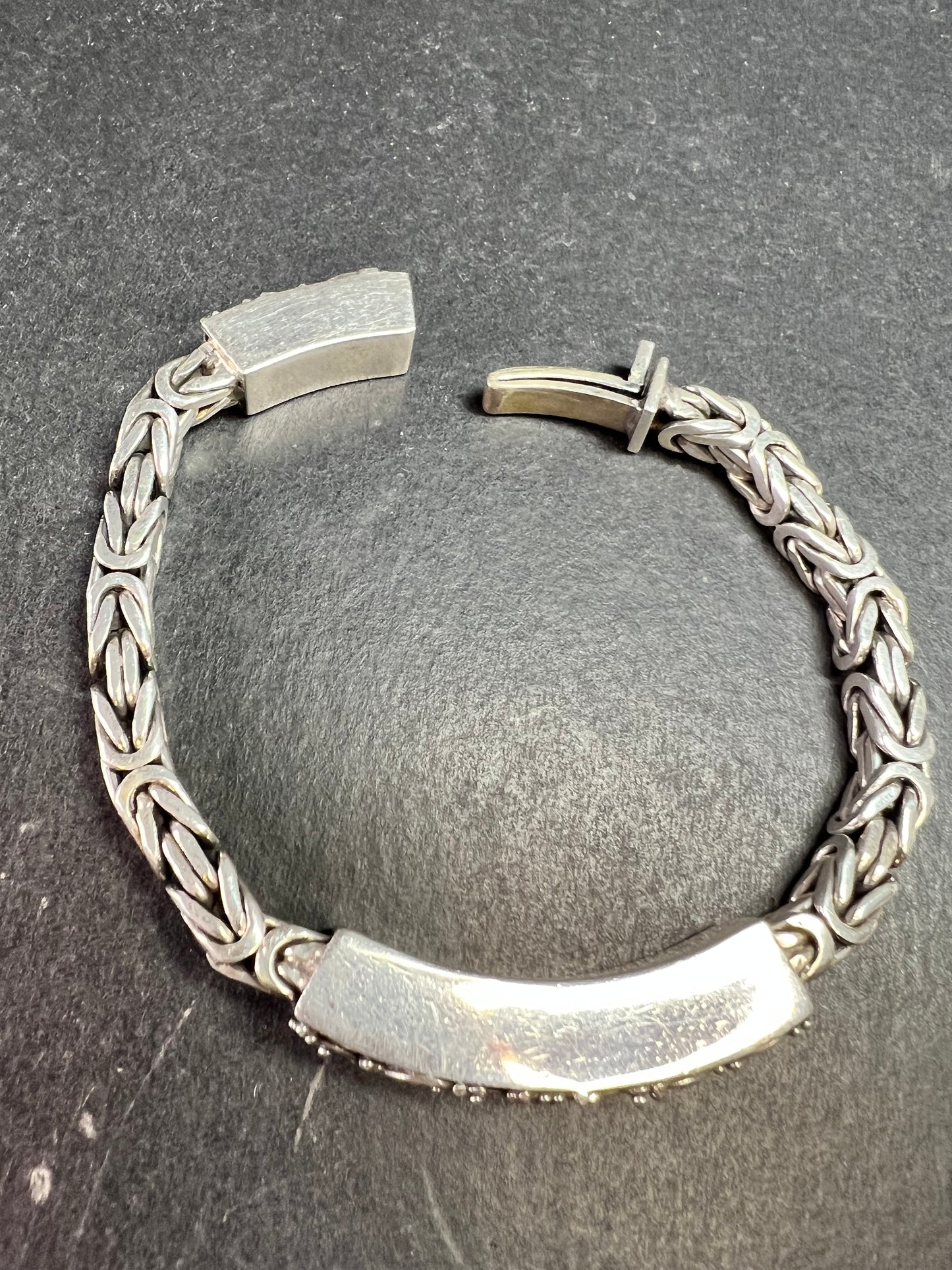 Sterling Silver 925 Borobudur Byzantine Bracelet 7.75–8” 52.19g