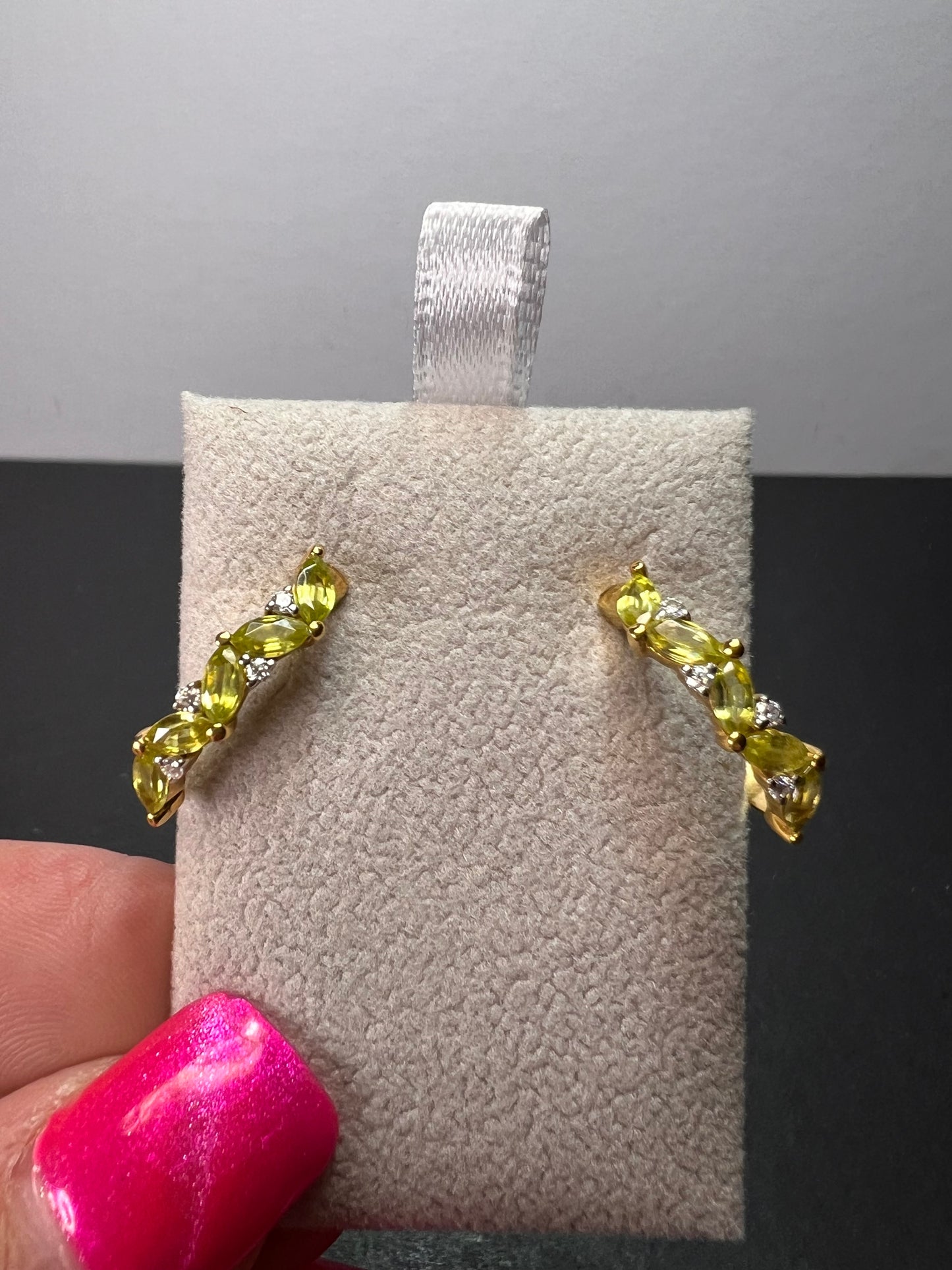 Sava sphene and moissanite j-hoop earrings in vermeil yellow gold over sterling silver 1.75 ctw