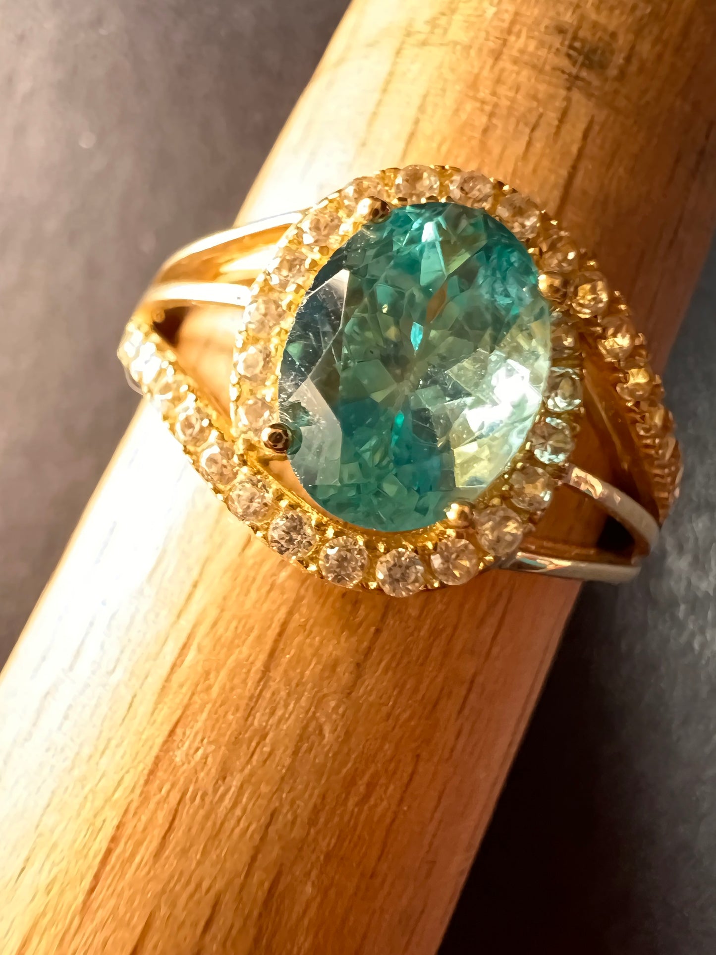 14k gold Paraiba apatite ring size 9