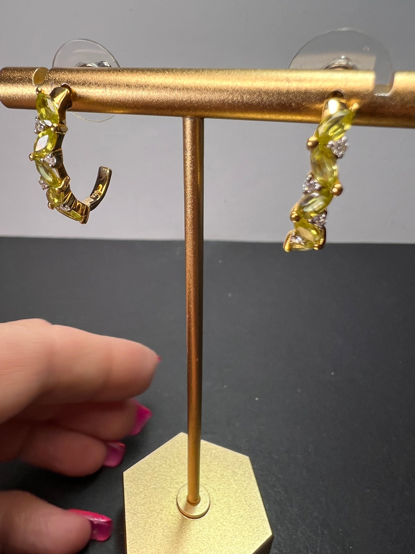 Sava sphene and moissanite j-hoop earrings in vermeil yellow gold over sterling silver 1.75 ctw