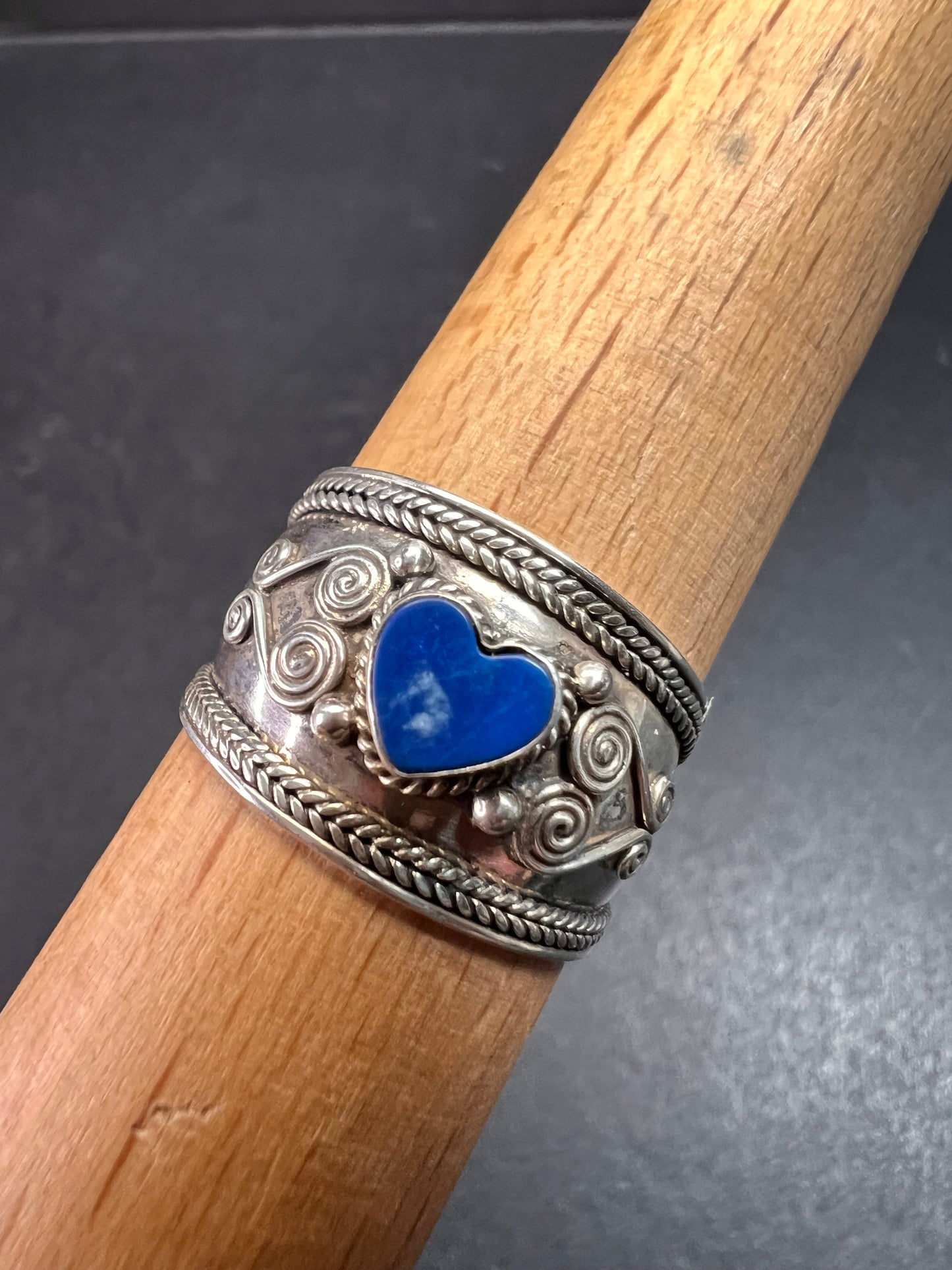 Vintage Sterling Silver Heart Ring | Indonesian Artisan | Size 10–10.25