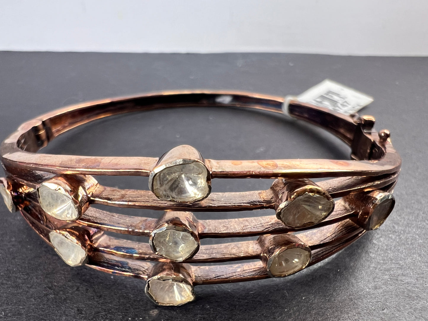 Polki diamond bangle bracelet in rose gold vermeil over sterling silver 2.00 ctw