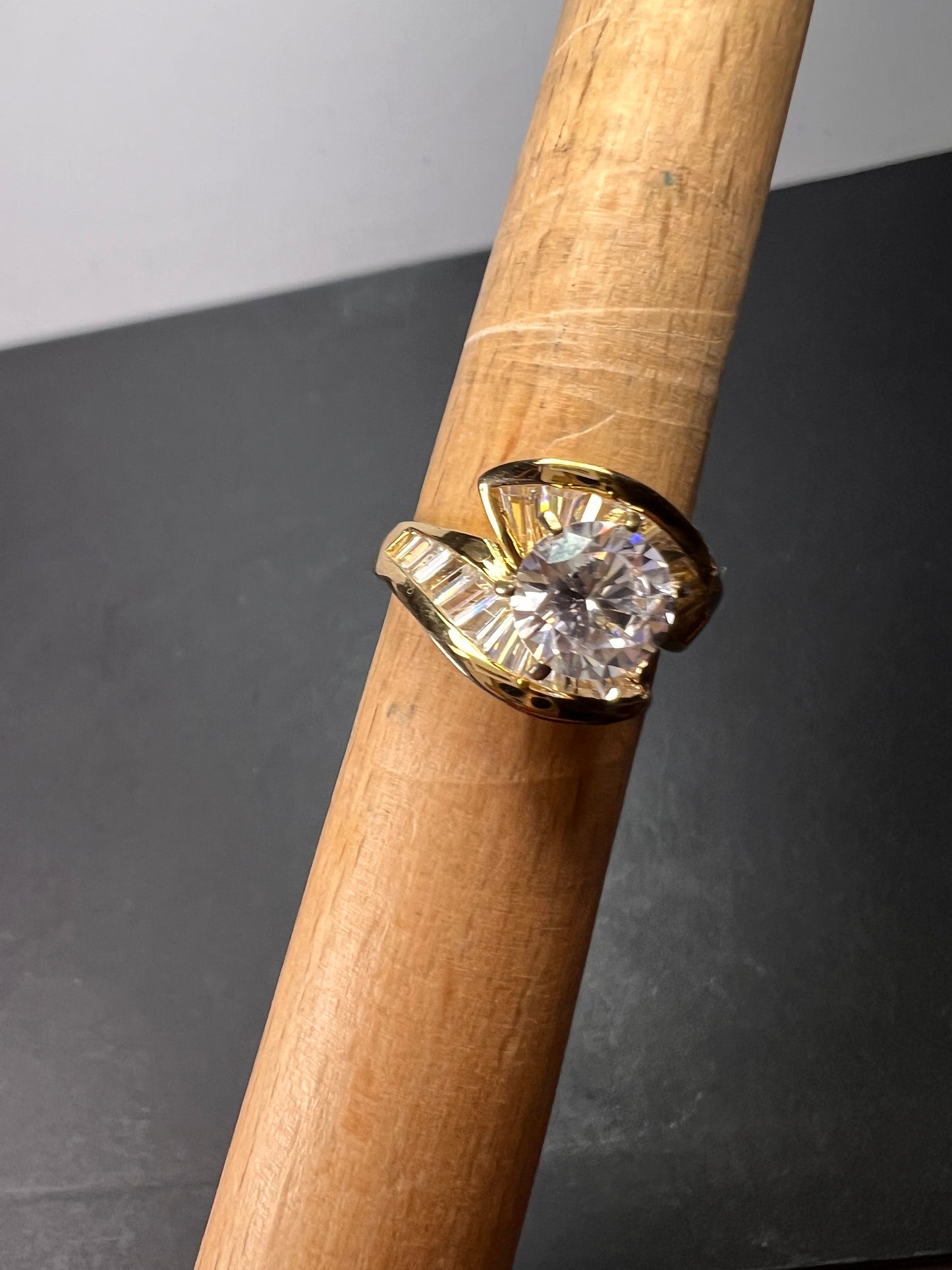 Gold vermeil over Sterling silver 925 CZ ring size 8