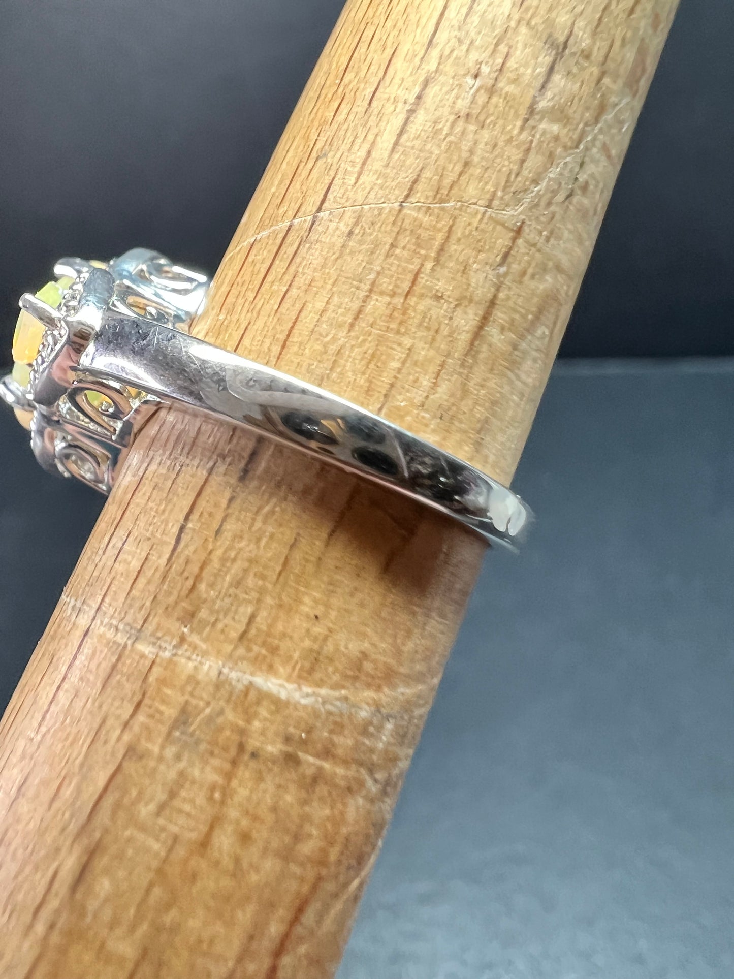 Ethiopian Opal Sterling Silver Halo Ring Size 6