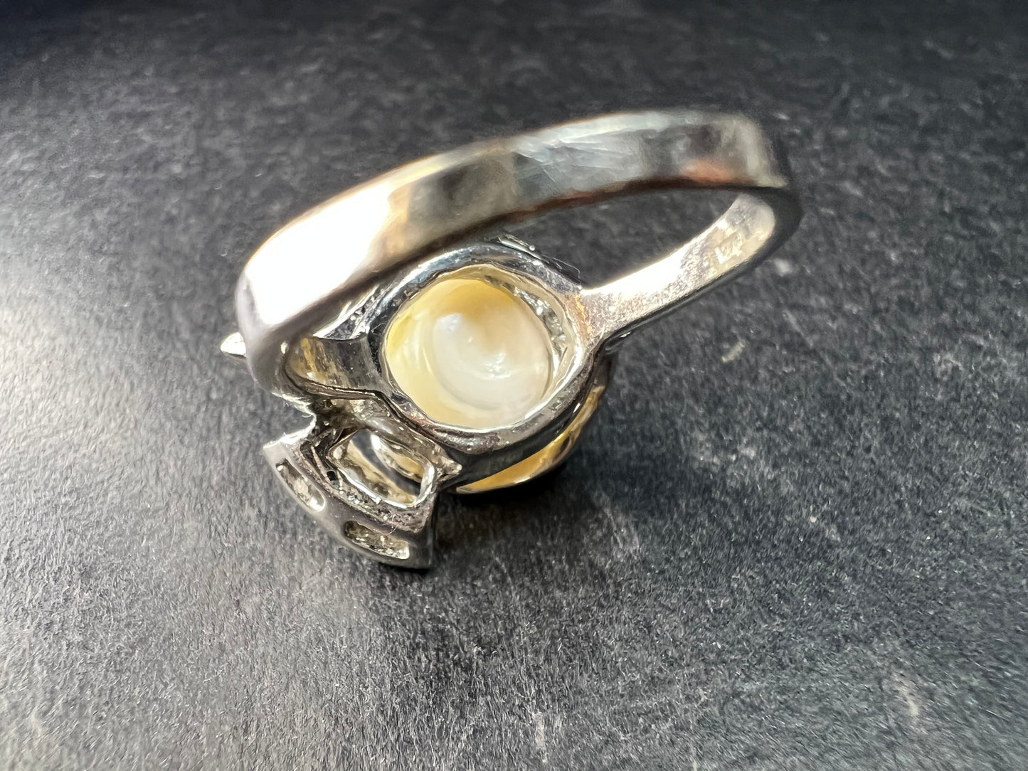 Vintage Style Cultured Pearl CZ Ring 12k Gold Plated Size 7