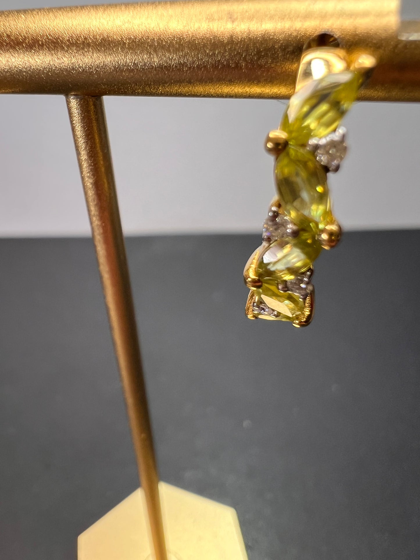 Sava sphene and moissanite j-hoop earrings in vermeil yellow gold over sterling silver 1.75 ctw