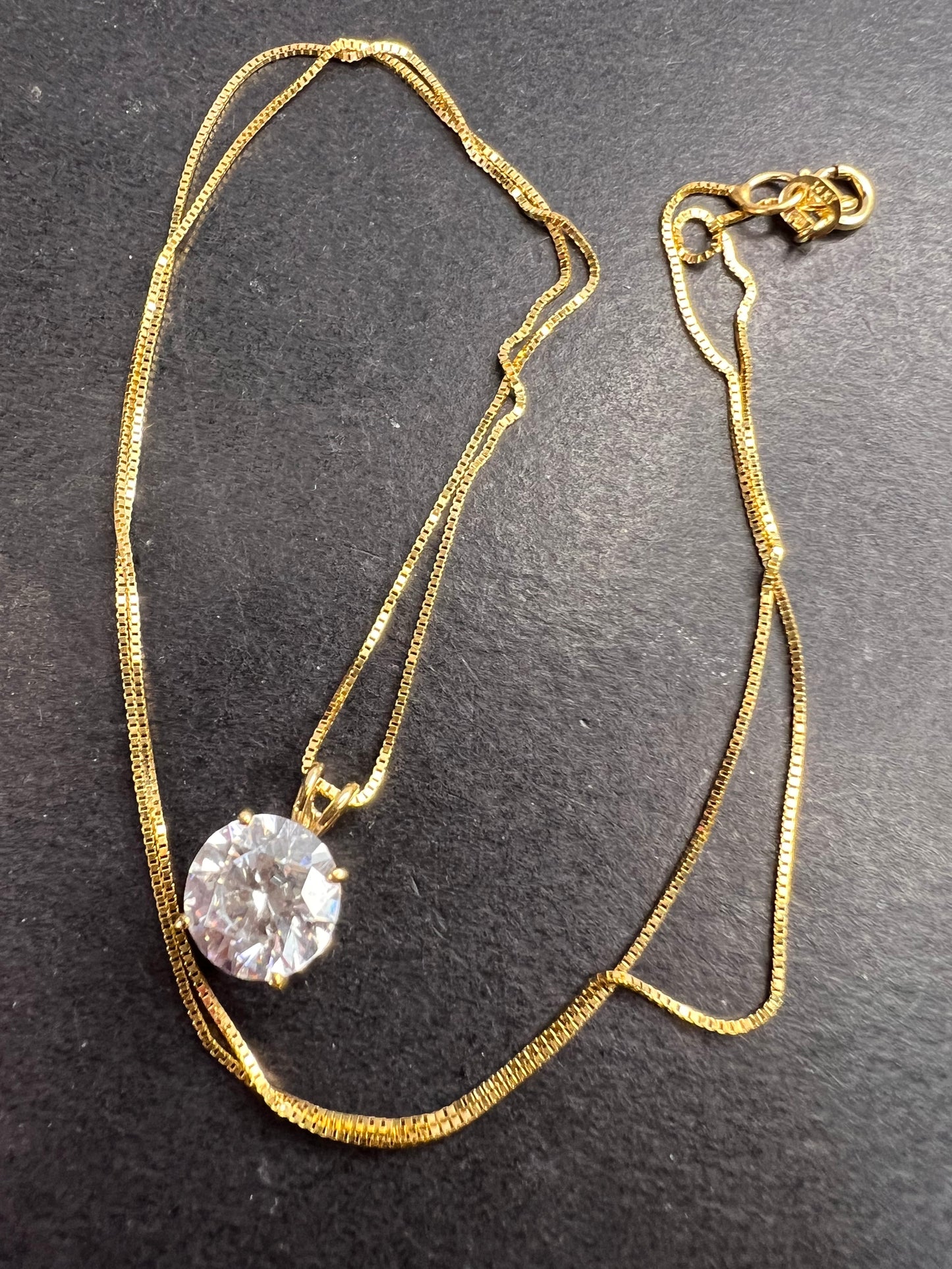 LUX 10k gold CZ pendant with 14k yellow gold 18 inch chain