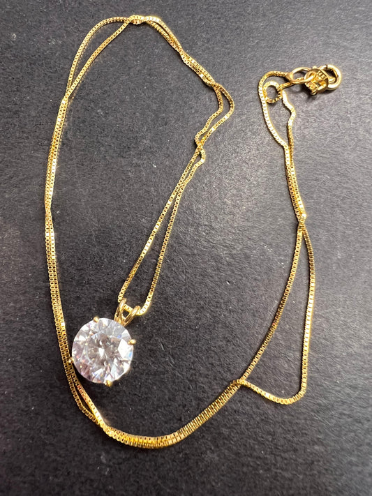 LUX 10k gold CZ pendant with 14k yellow gold 18 inch chain