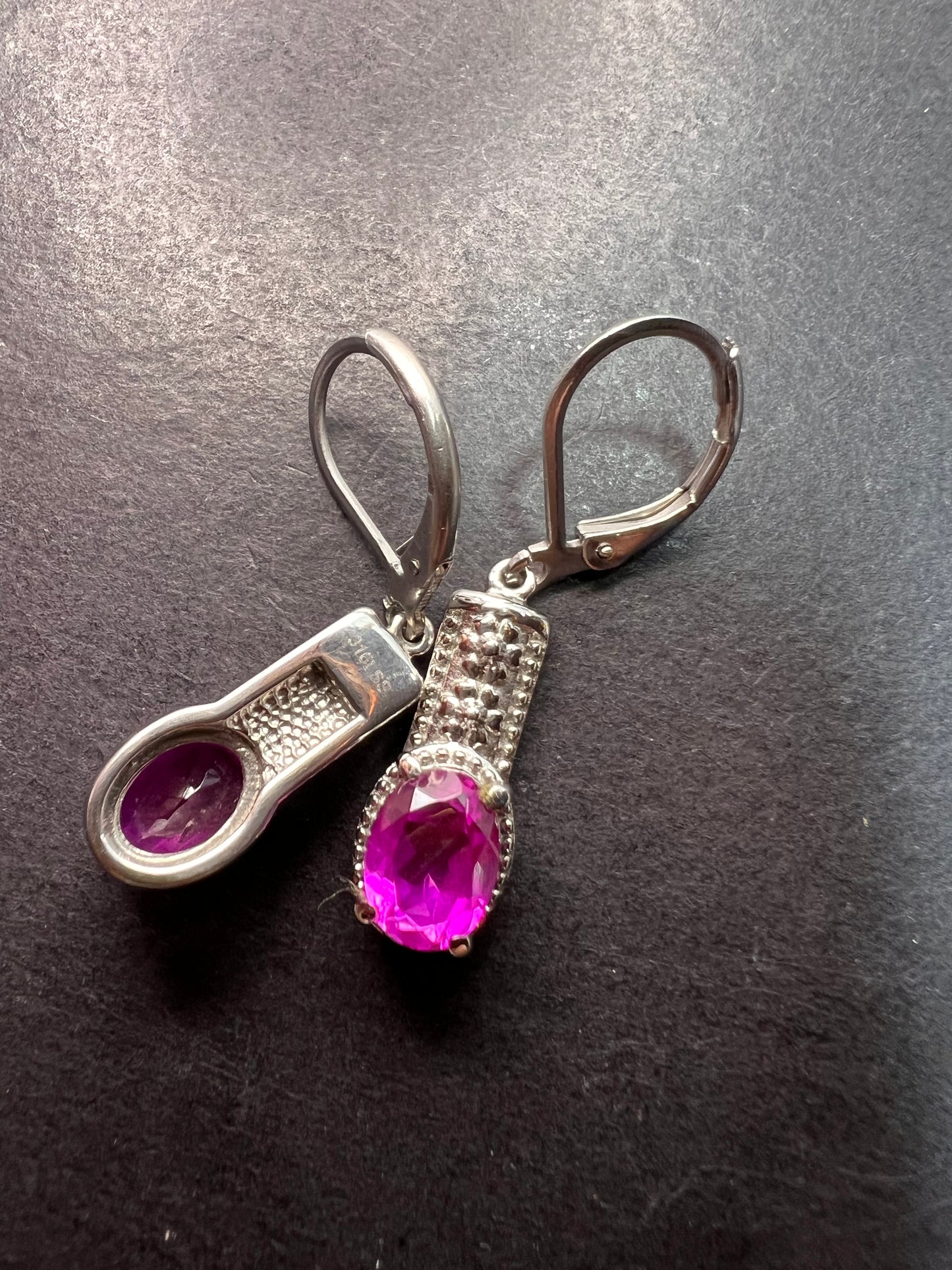 Radiant orchid quartz dangle earrings in stainless steel *NEW*