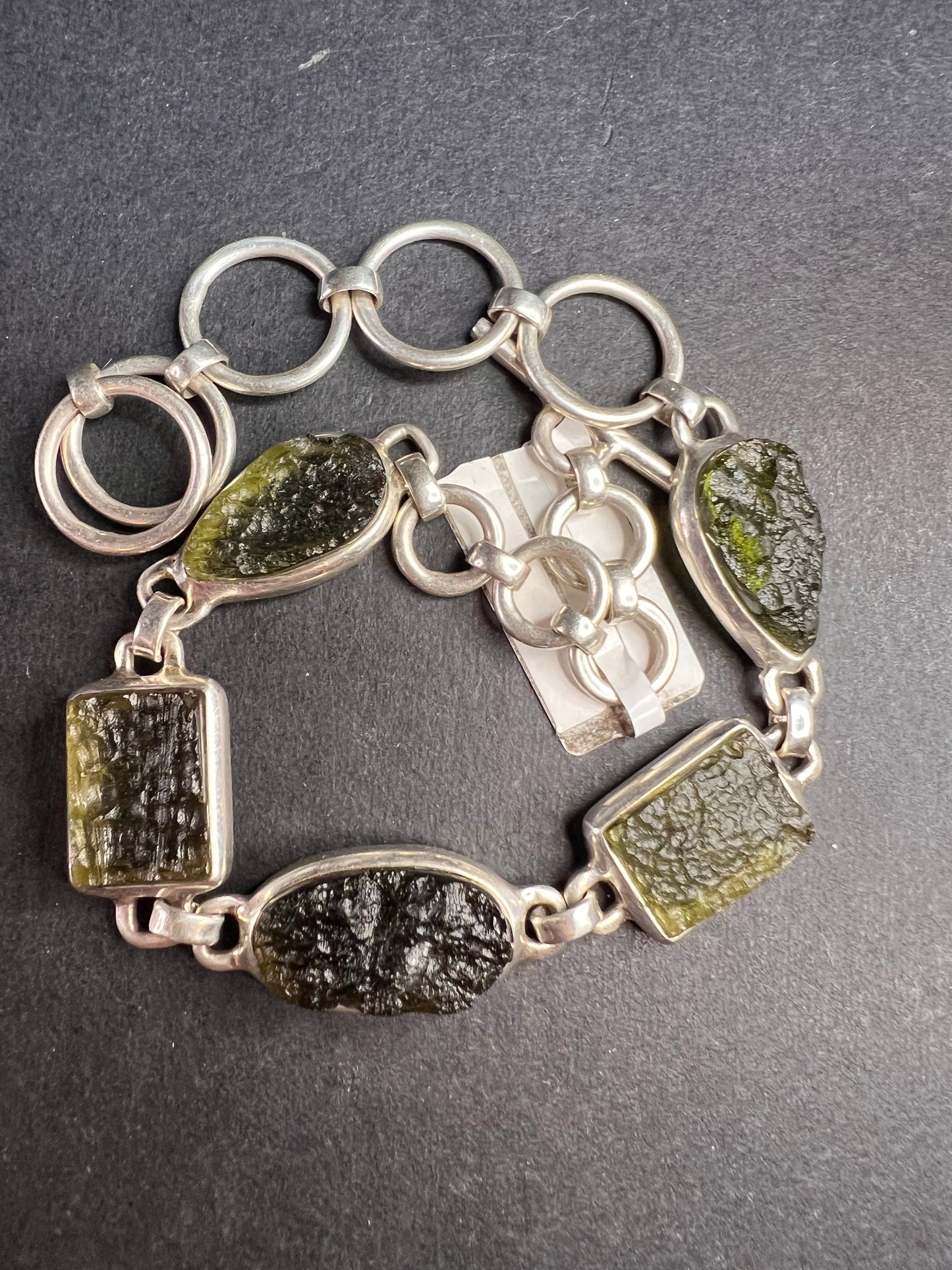 SOLD NEW Moldavite old stock sterling silver toggle bracelet