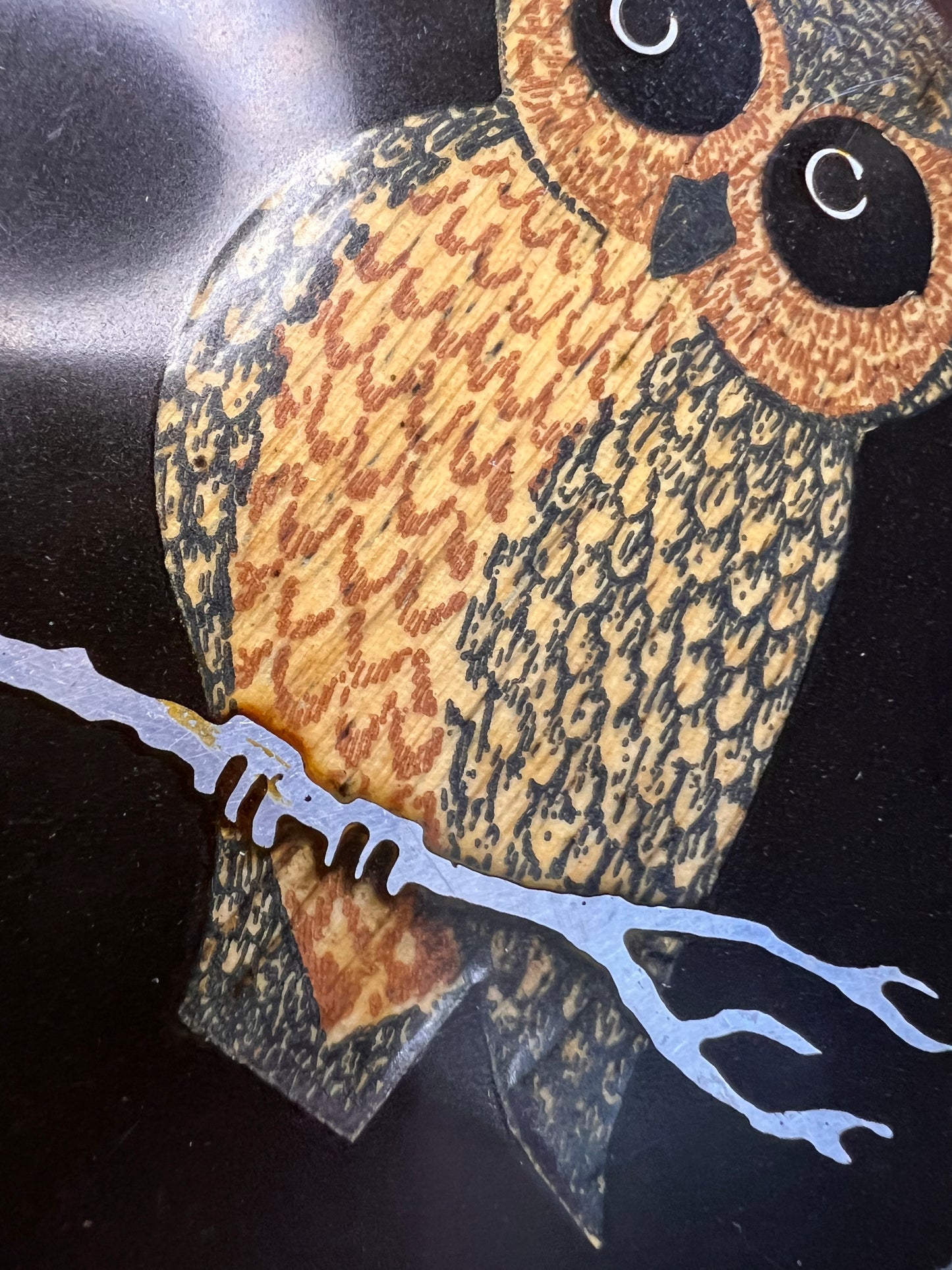 Vintage Couroc of Monterey Owl Inlay Bowl | MCM Black Resin Serving Dish 7.5"