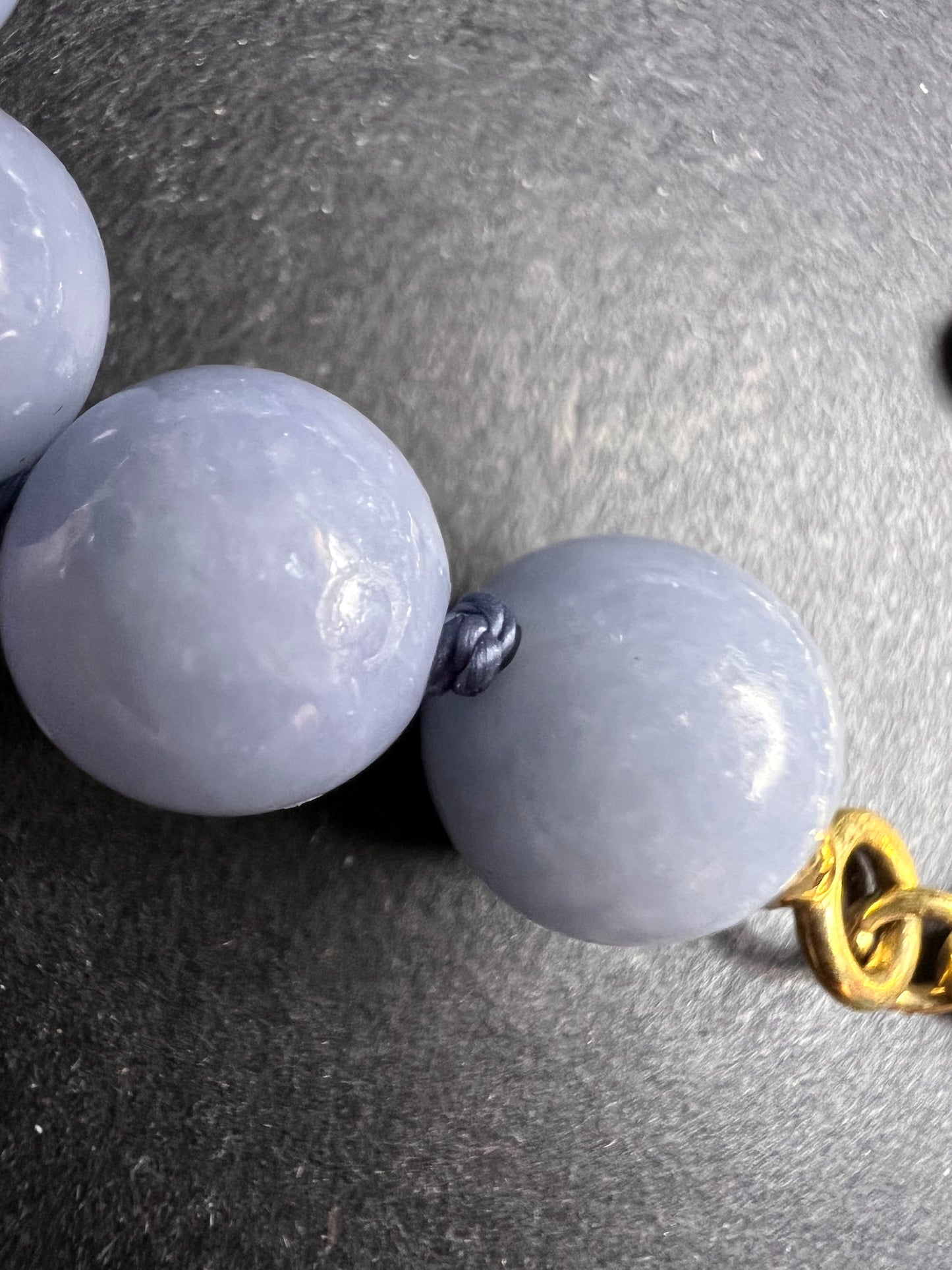 NEW Angelite beaded 18-20 inch necklace with vermeil yellow gold clasp