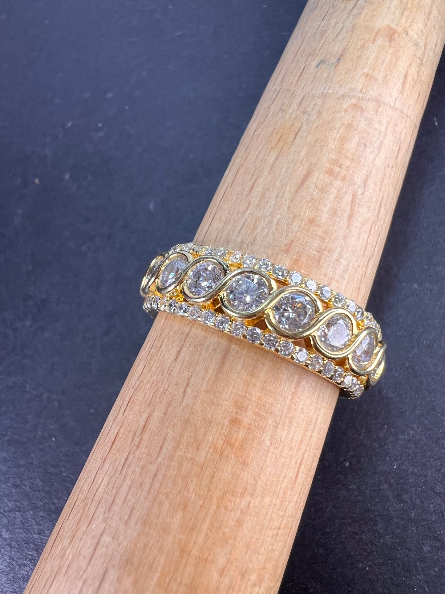 CZ gold over Sterling eternity band ring size 11