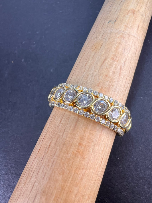 CZ gold over Sterling eternity band ring size 11