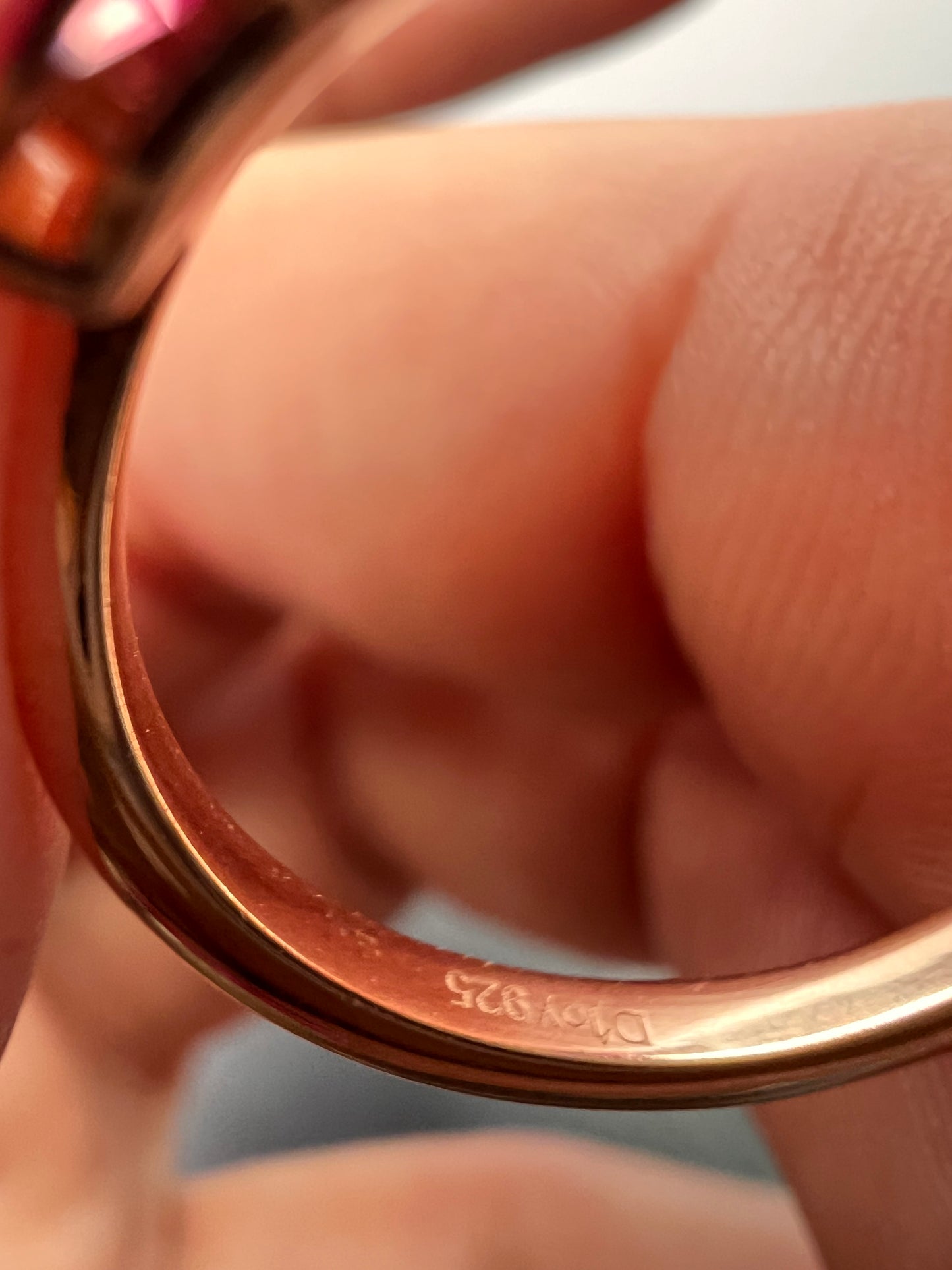 Rubellite and Ethiopian welo opal bypass ring in rose gold vermeil over sterling silver size 7. .35ctw