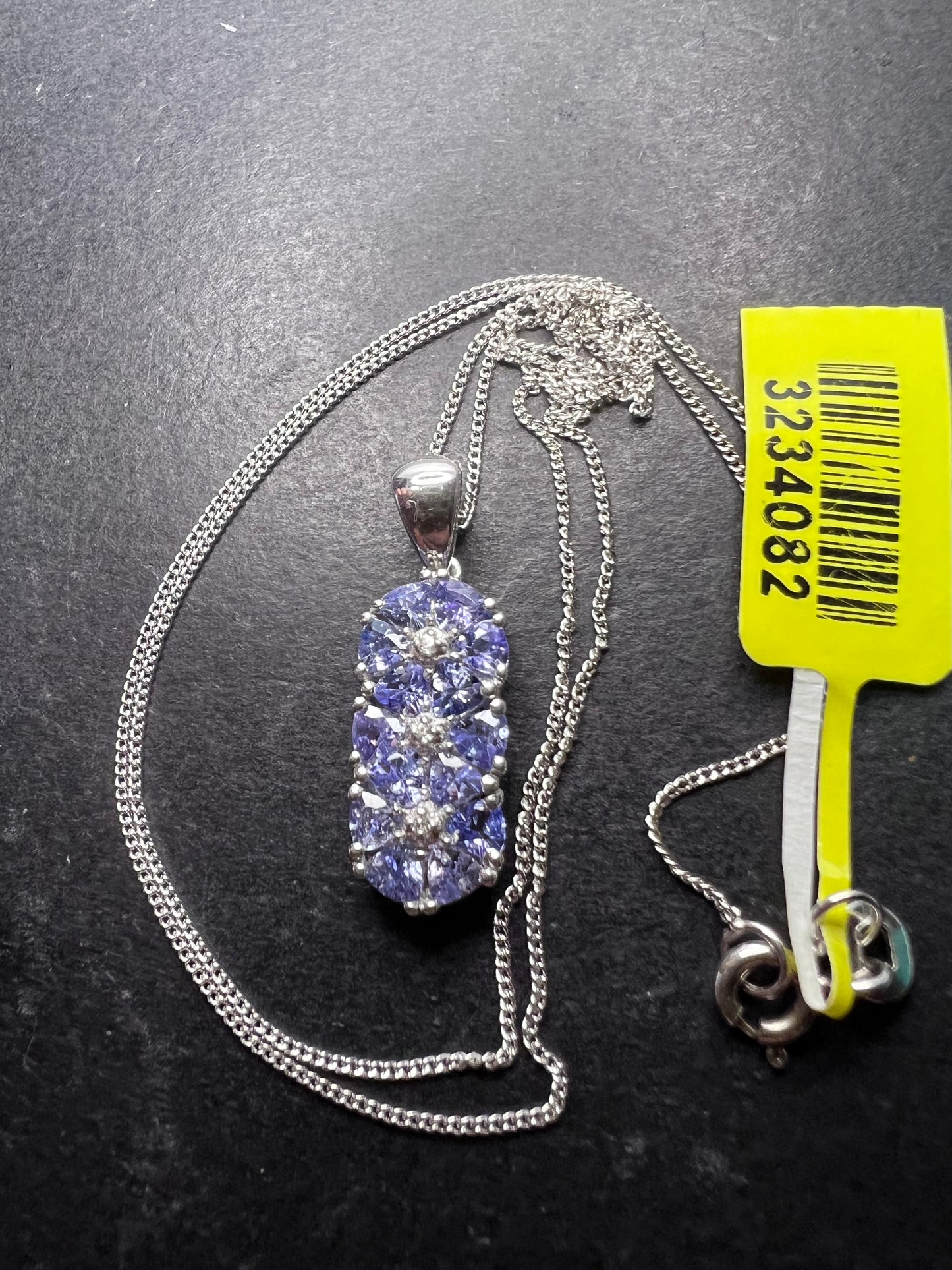 Tanzanite CZ sterling silver pendant necklace *NEW*