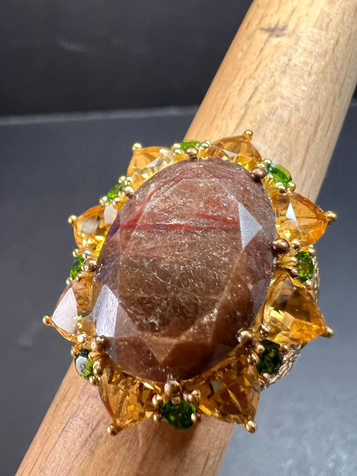 NEW chocolate sapphire multi gem cocktail ring in vermeil size 7