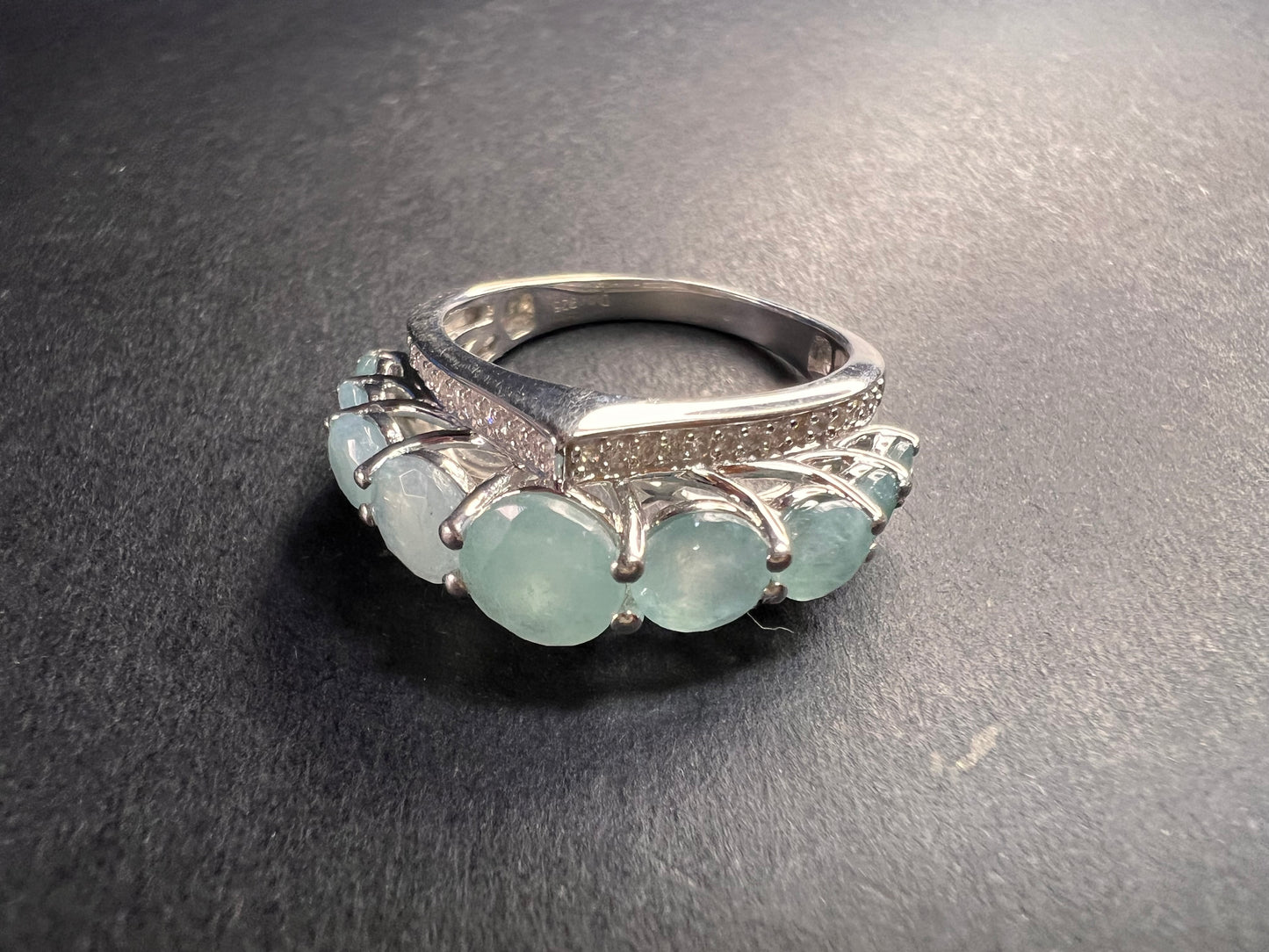 NEW Grandidierite and zircon sterling silver ring size 8