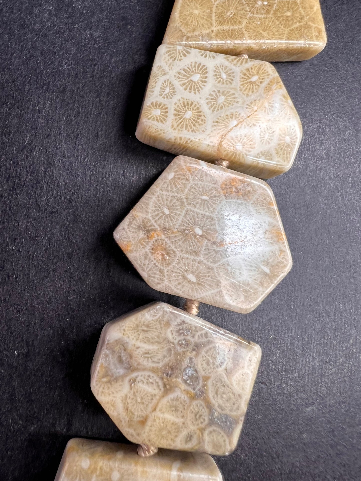 NEW fossil coral knotted necklace