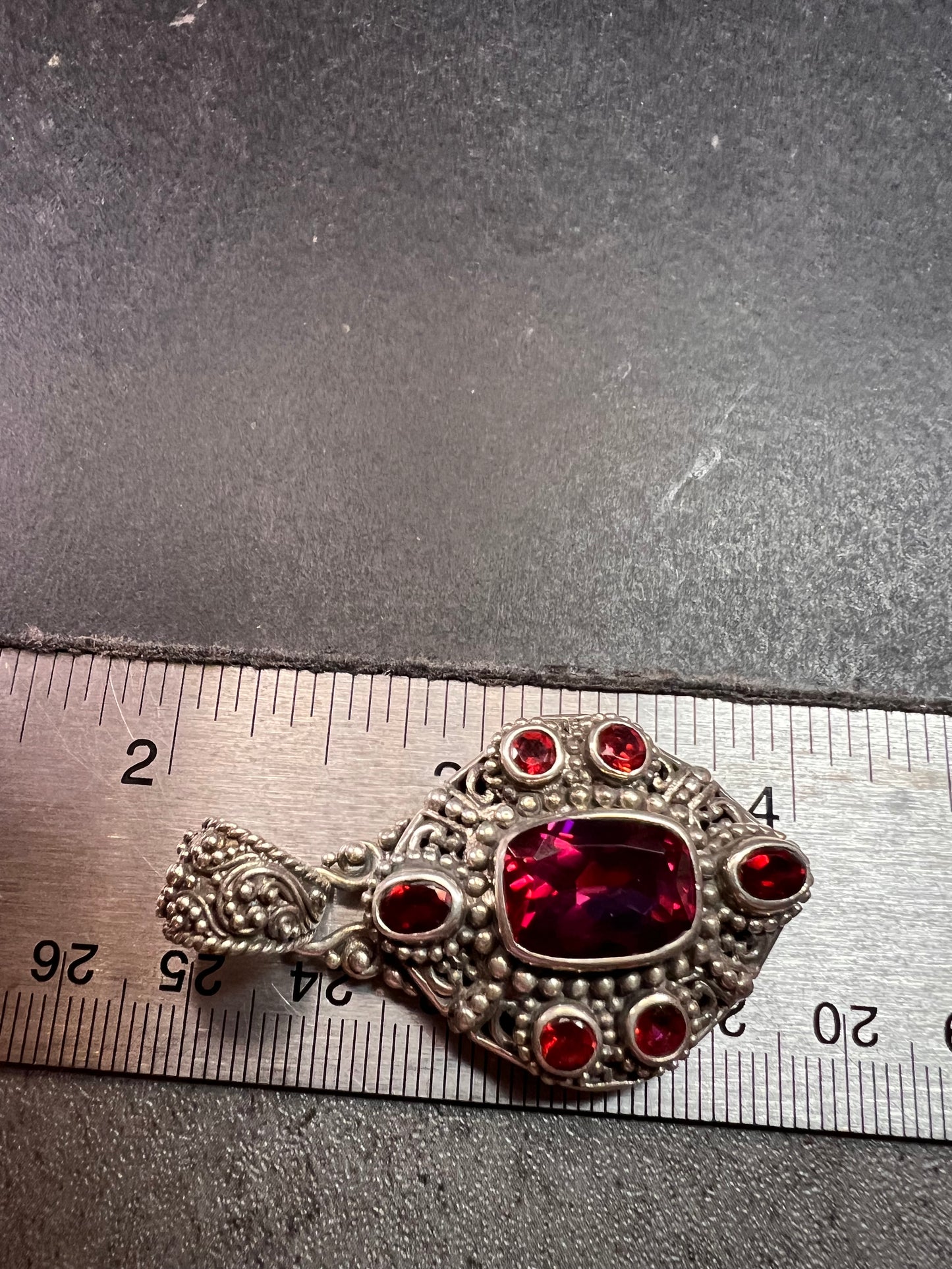 Sarda Sterling Silver Mystic Crimson Quartz Pendant – Handcrafted Balinese 925