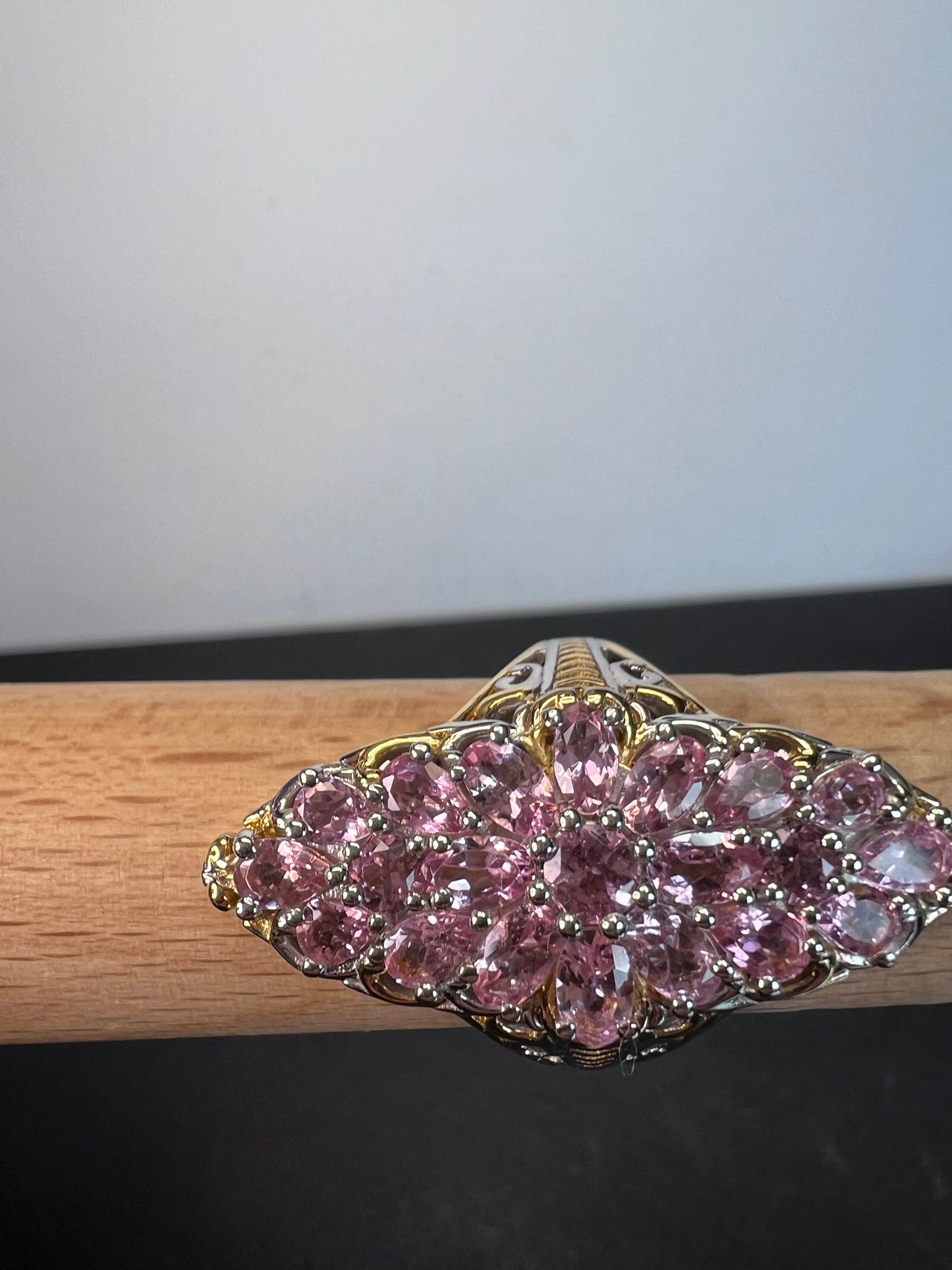 Pink tourmaline vintage vibes statement ring size 10