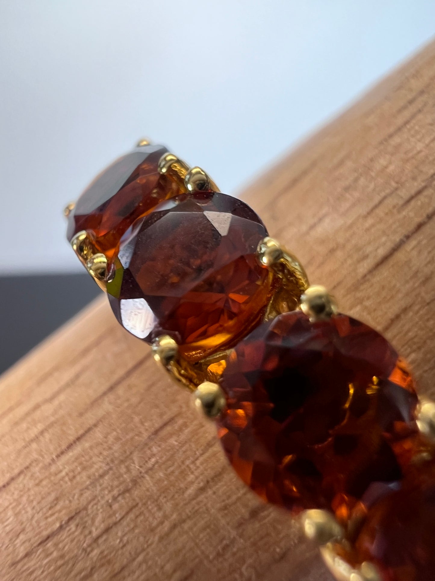 Brazilian Cherry Citrine 5 Stone Ring in Vermeil Yellow Gold Over Sterling Silver 2.25 ctw size 9