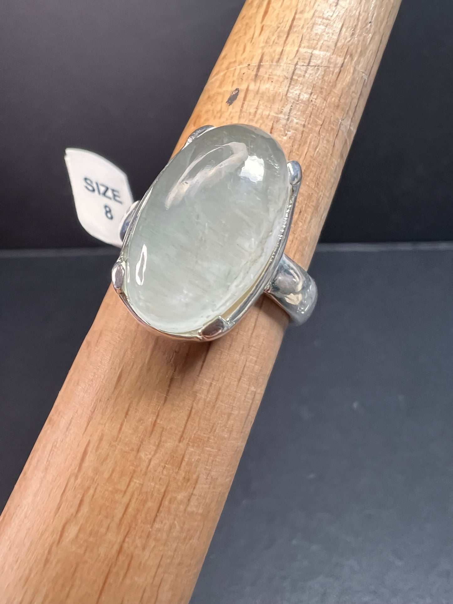 NEW Chatoyant aquamarine sterling silver ring size 8