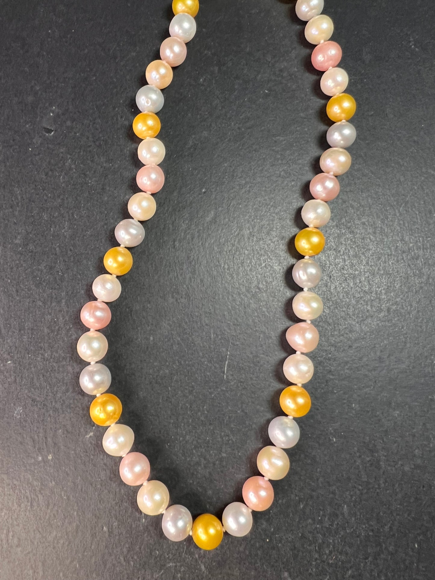 Multicolor Cultured Pearl Necklace 18” 925 WW Sterling Toggle Clasp