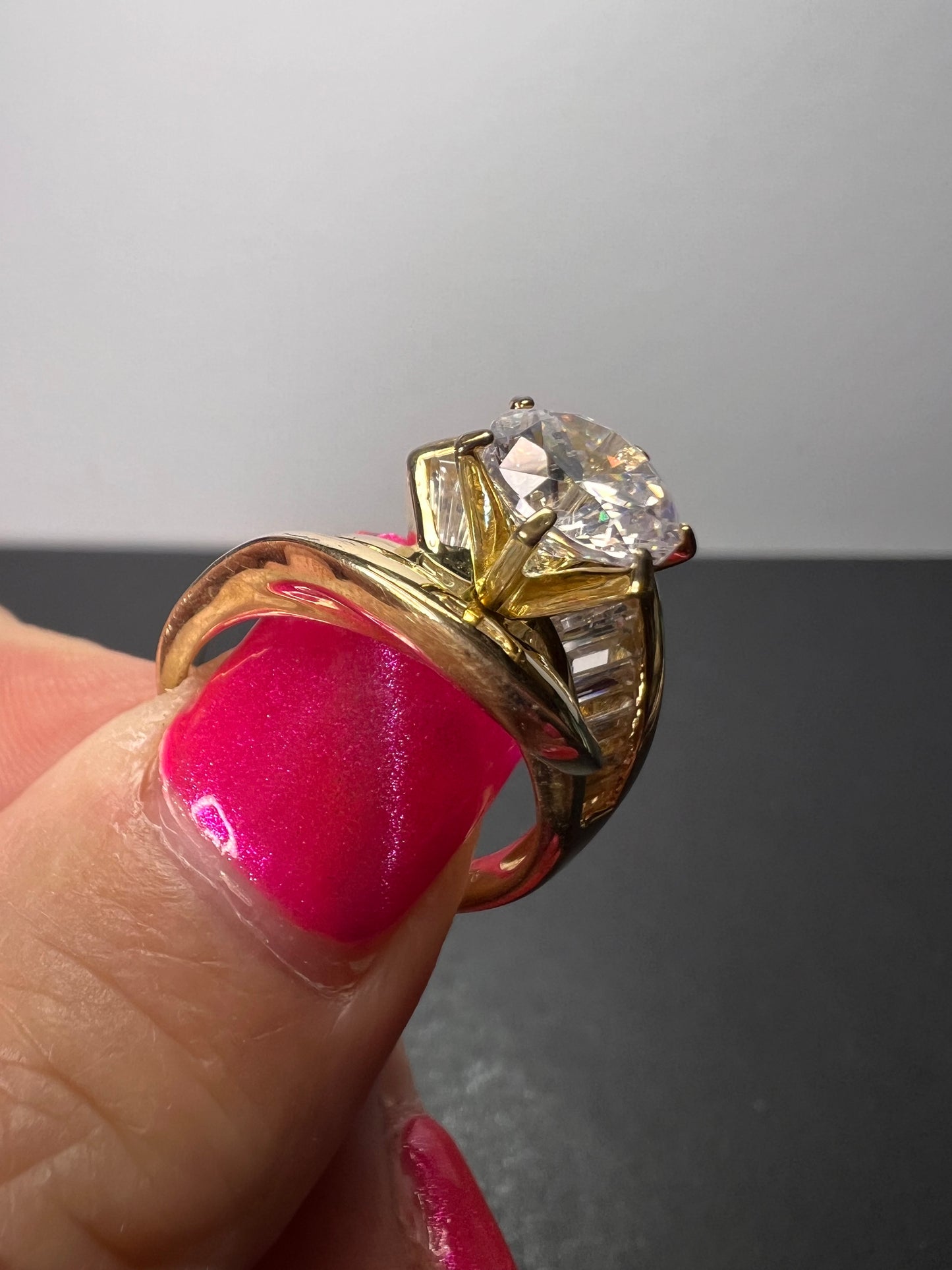 Gold vermeil over Sterling silver 925 CZ ring size 8