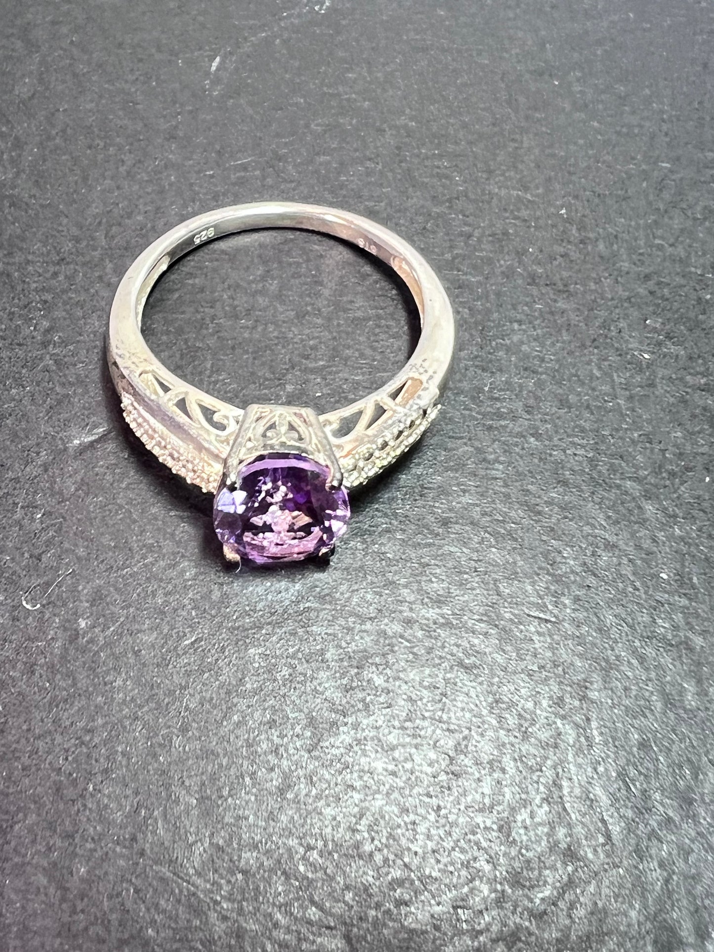 Amethyst sterling silver solitaire ring size 9