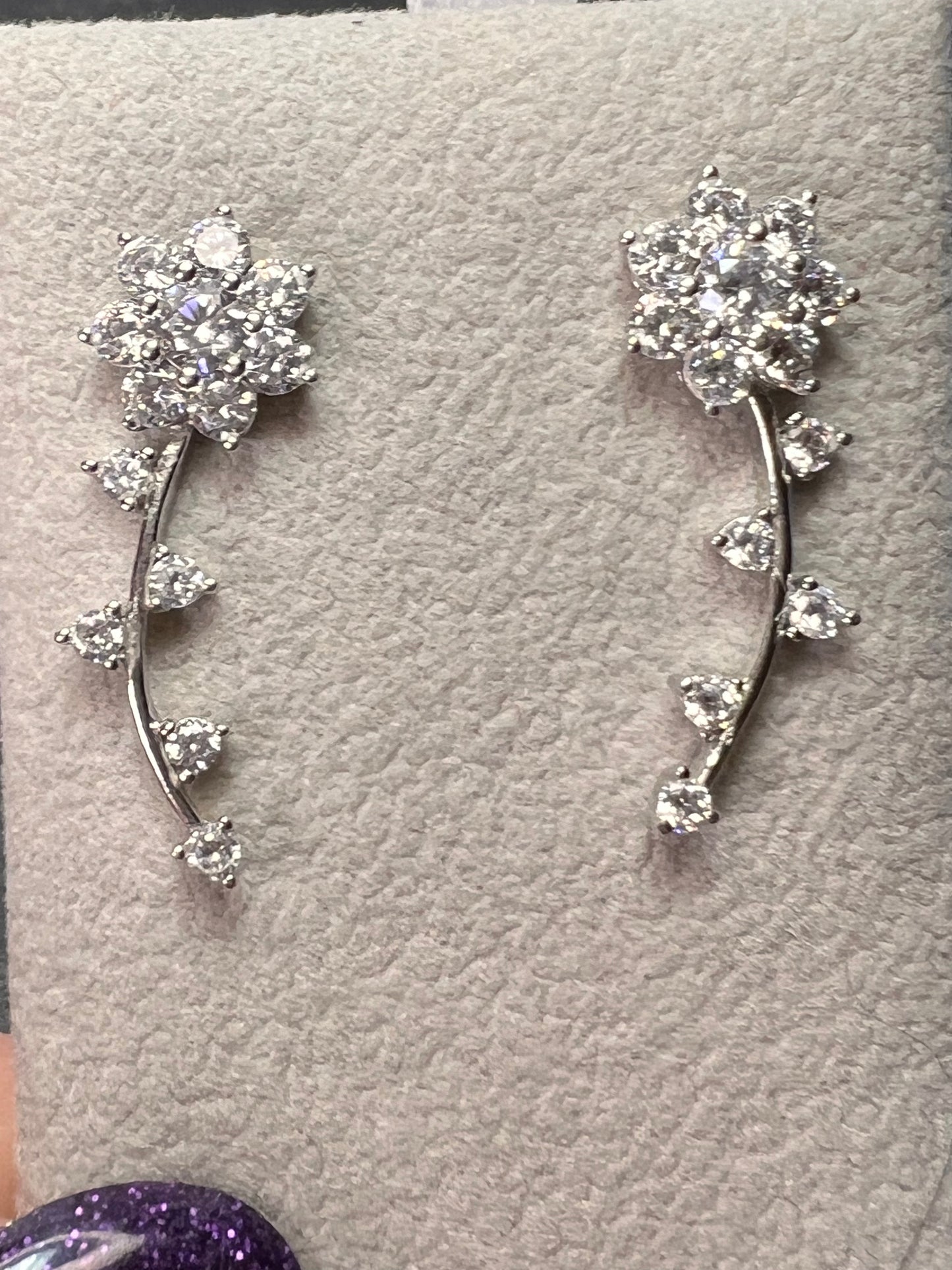 White Cubic Zirconia Rhodium Over Sterling Silver Climber Earrings 2.71ctw