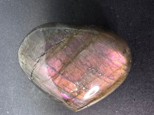 Labradorite heart with pink and purple flash