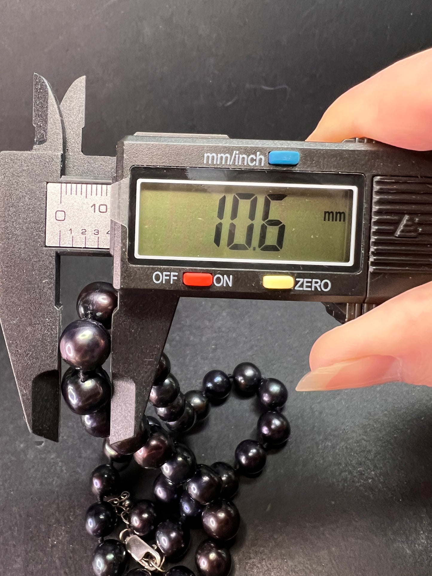 New Black Cultured Freshwater Pearl Necklace 11mm, 18–20”, 925 Silver