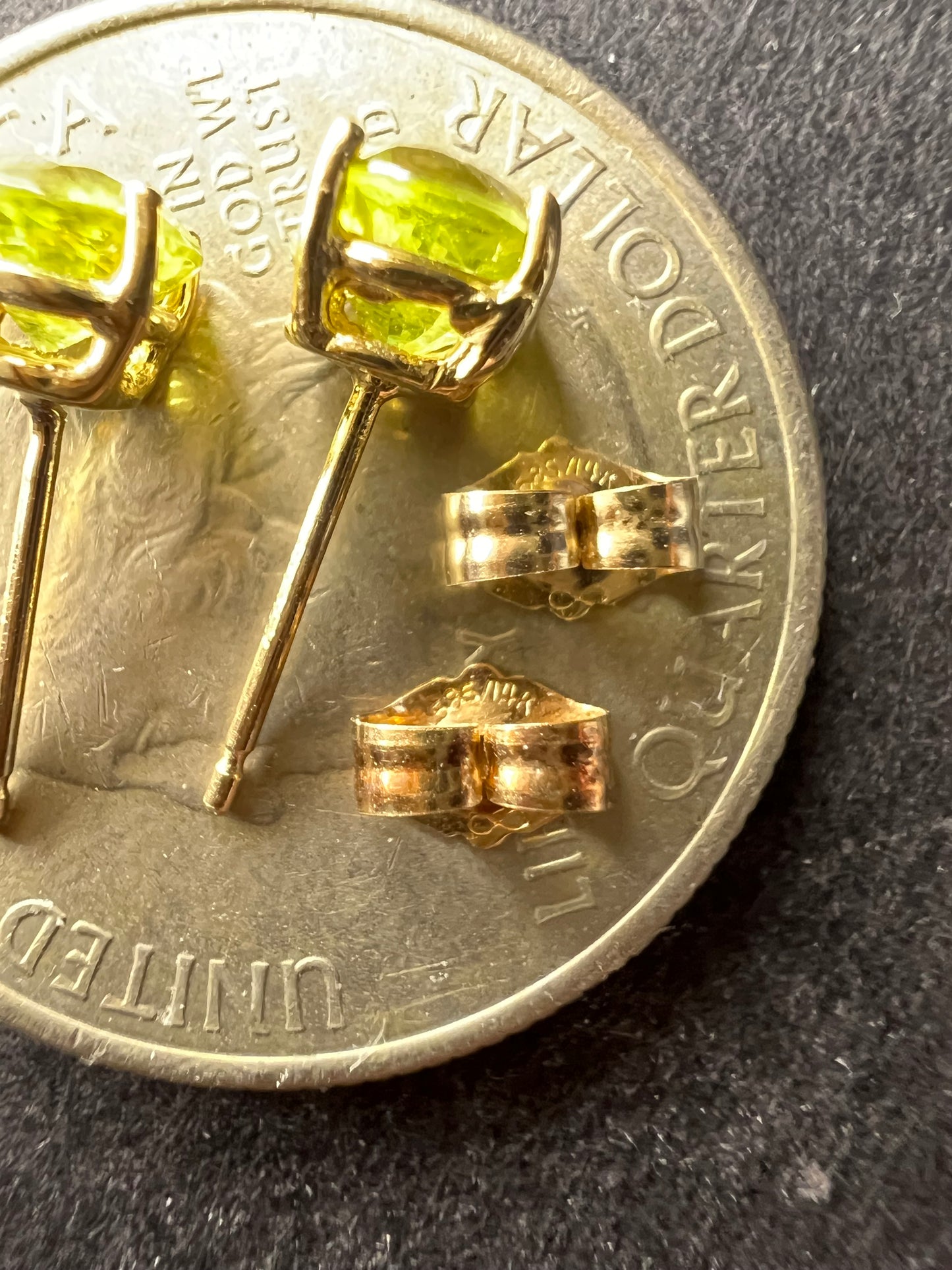 Rare Sphene Titanite Stud Earrings in 14k Yellow Gold