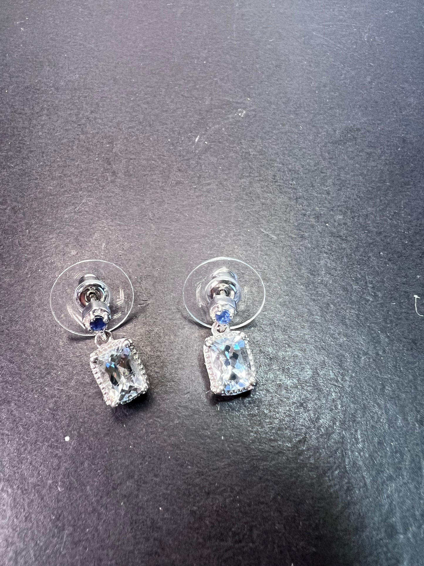 aquamarine and blue sapphire sterling silver earrings