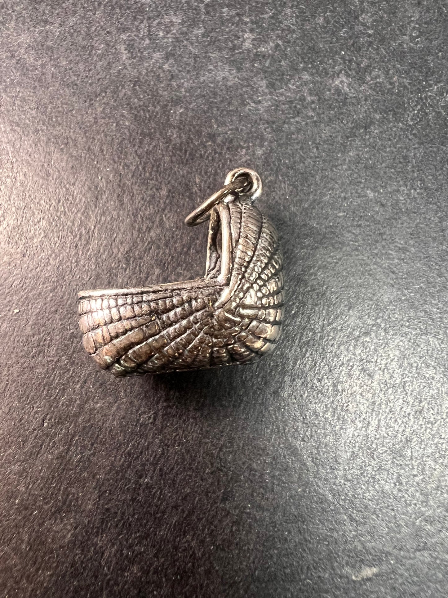 MCM Vintage Sterling Silver Baby Moses Basket Cradle Charm Pendant