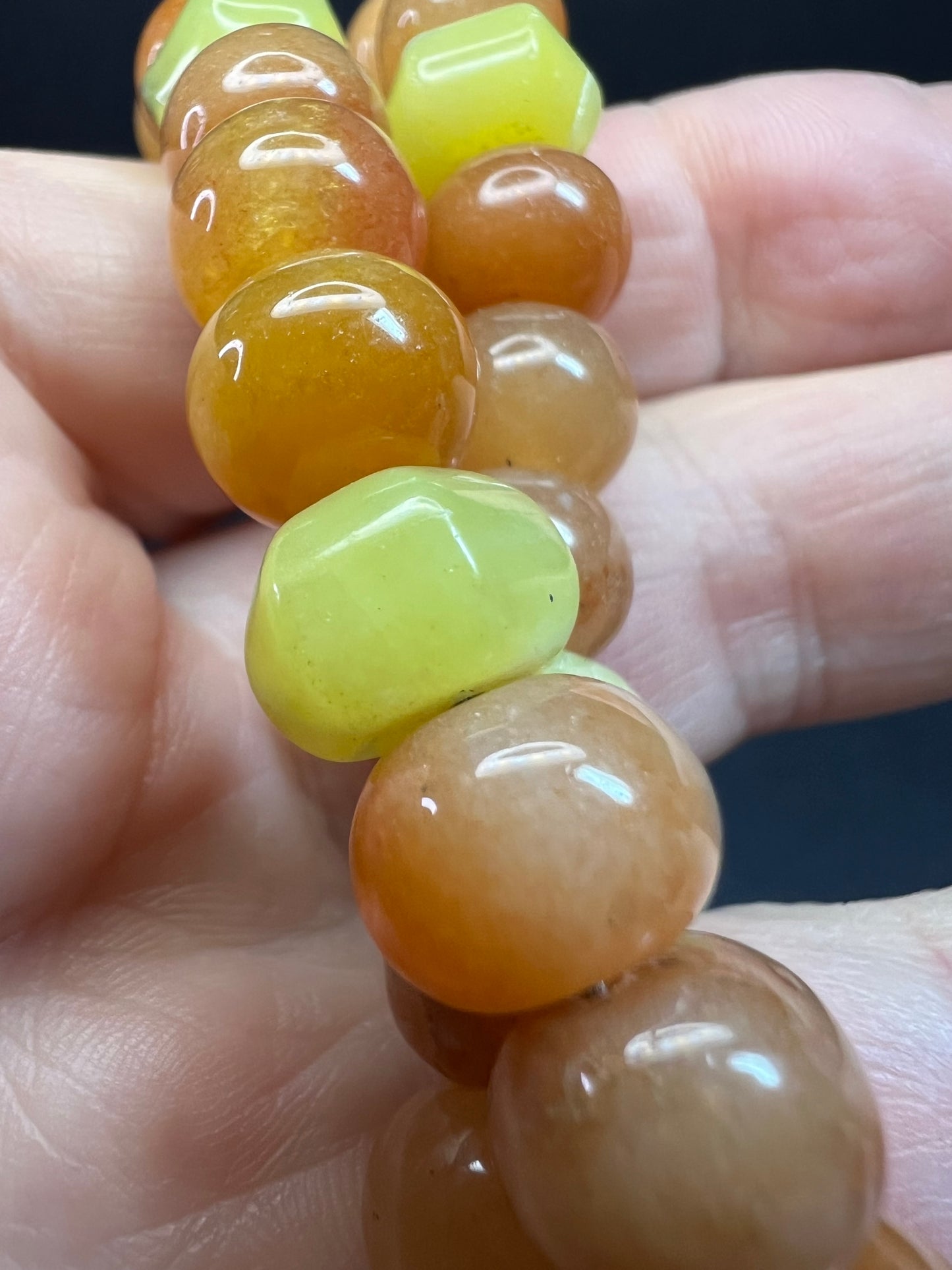 NEW Peach aventurine and lemon serpentine necklace with sterling silver clasp