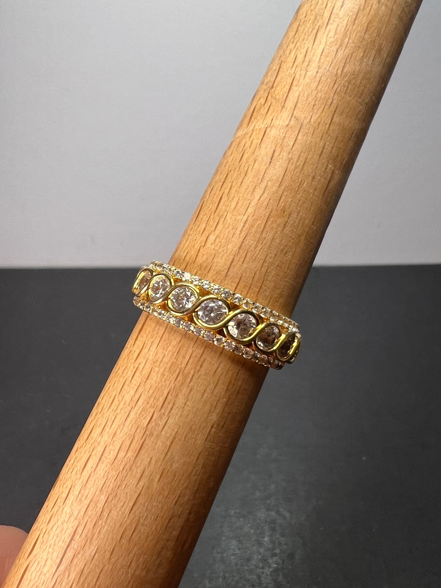 CZ gold over Sterling eternity band ring size 11