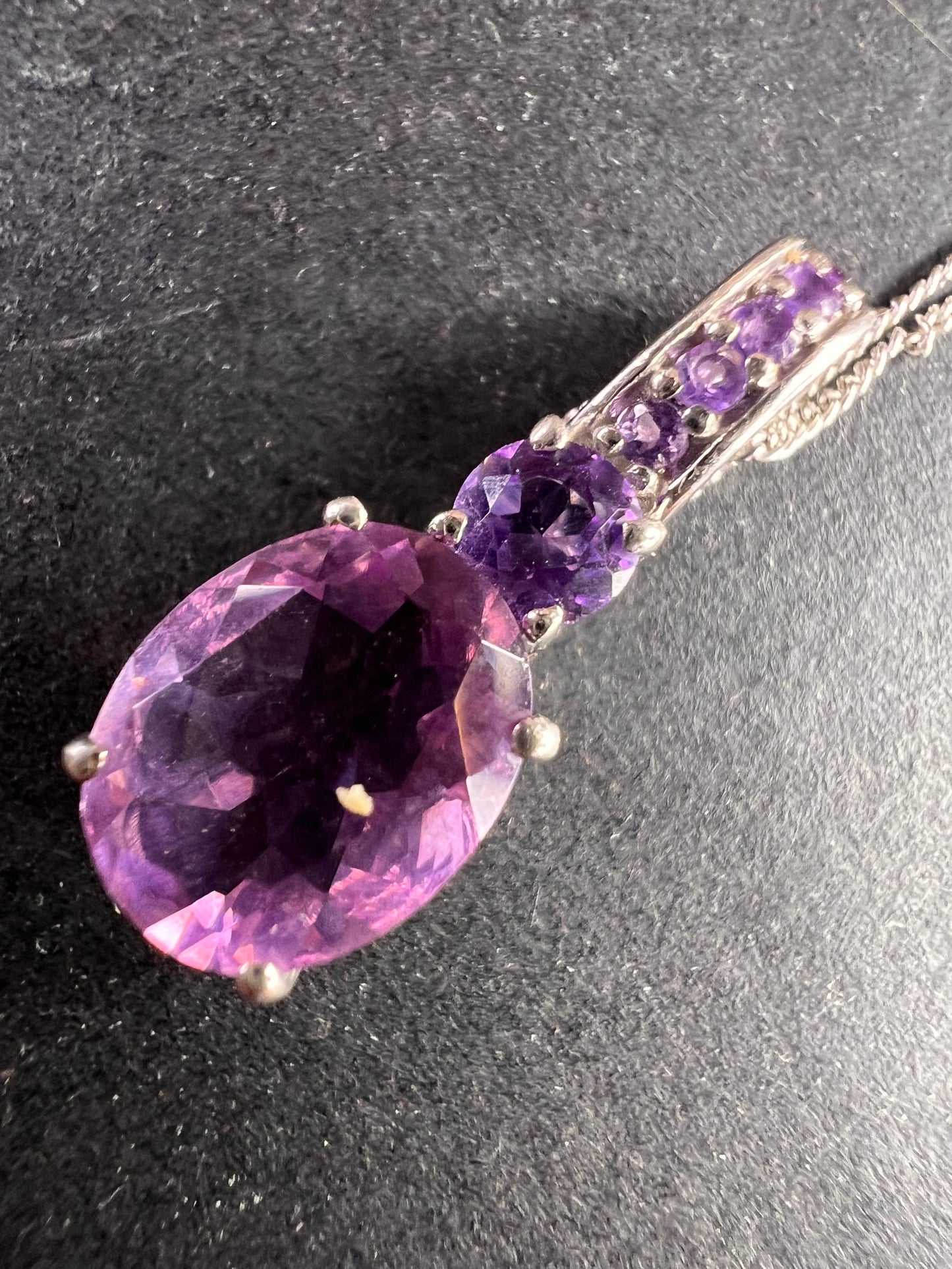 Purple fluorite multi stone sterling silver pendant with 20 inch chain