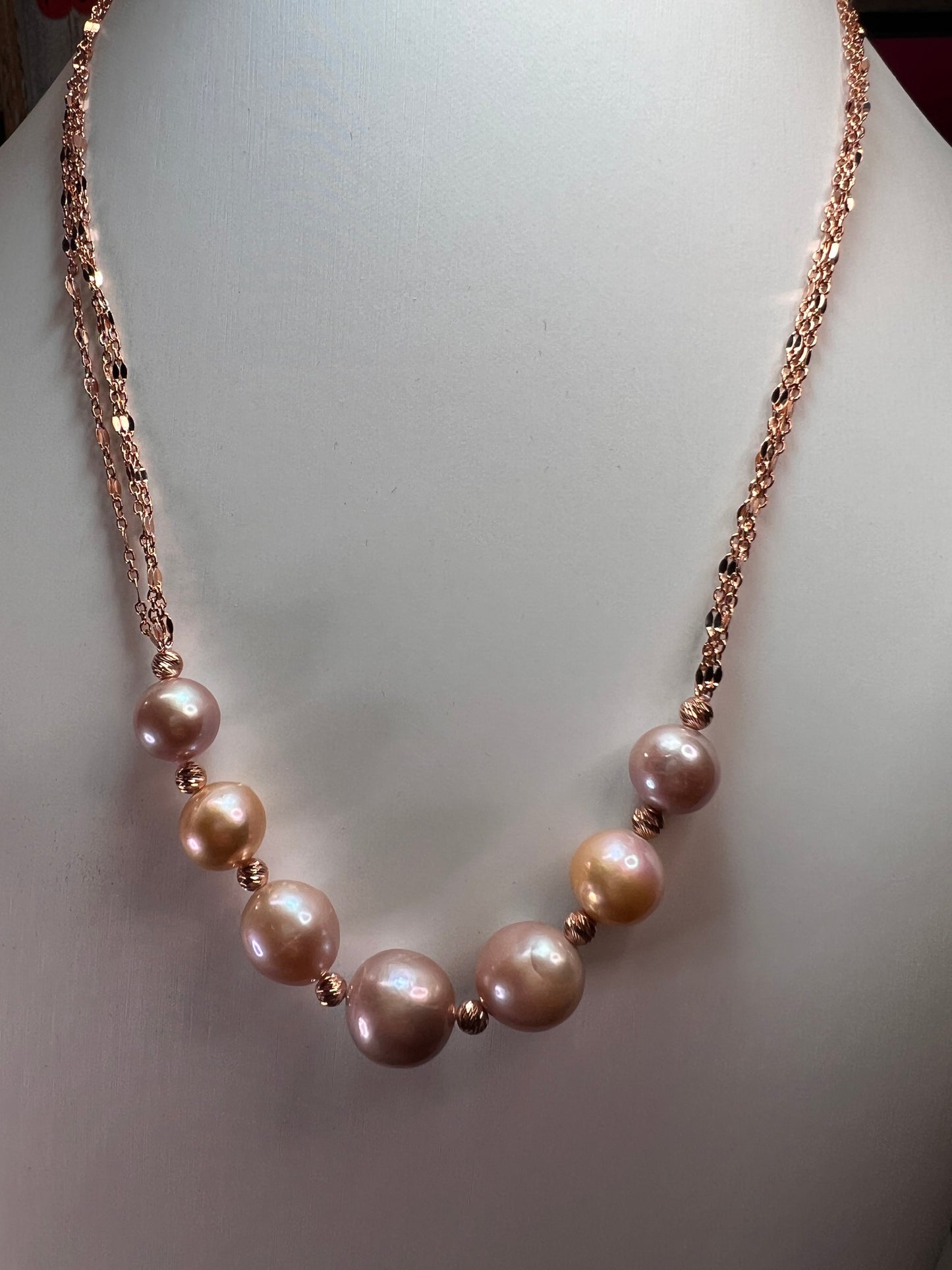 Multi-Color Cultured Freshwater Pearl 18k Rose Gold Over Sterling Silver Necklace *NEW*