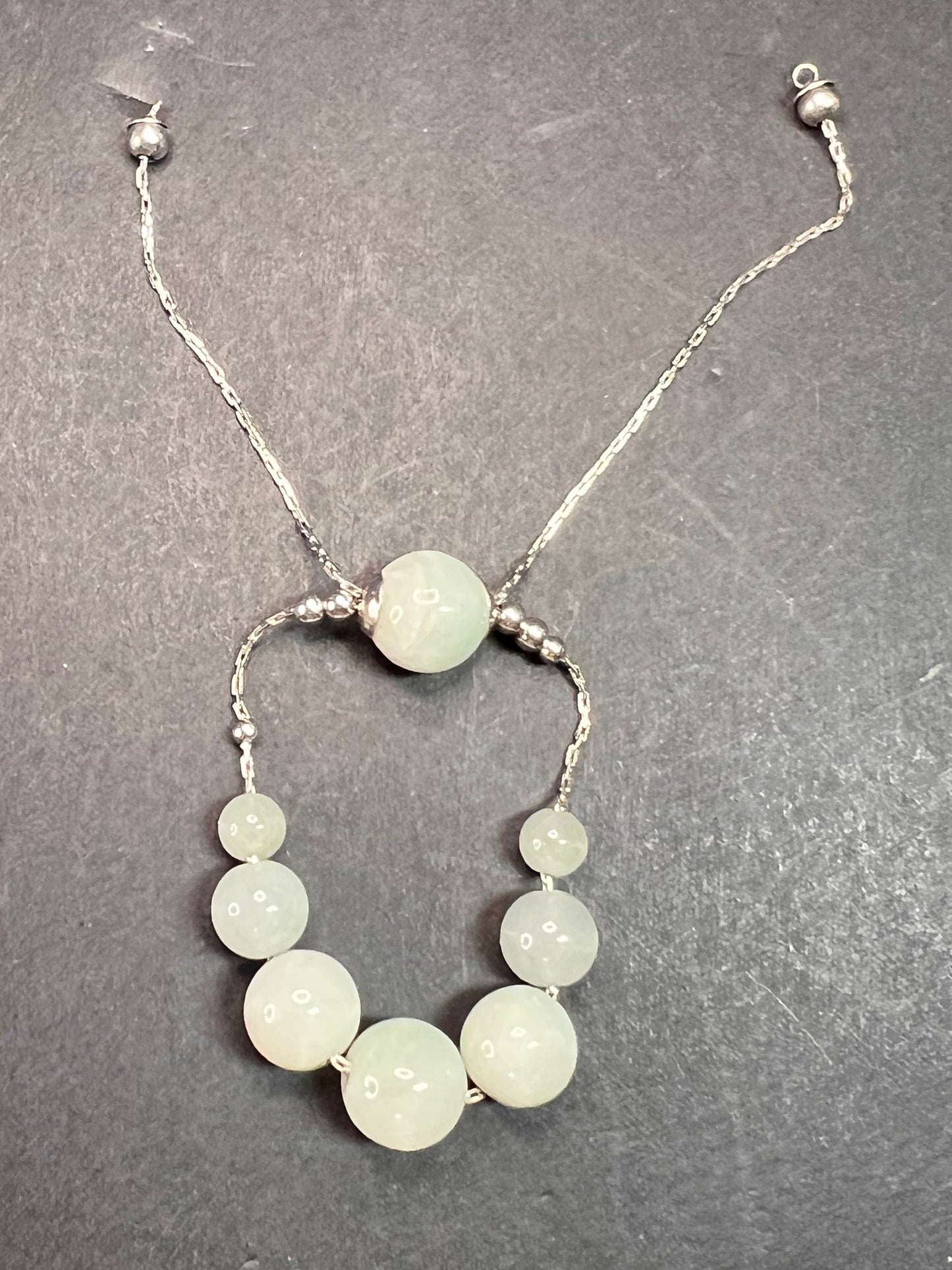 Burmese jade adjustable bolo sterling silver bracelet