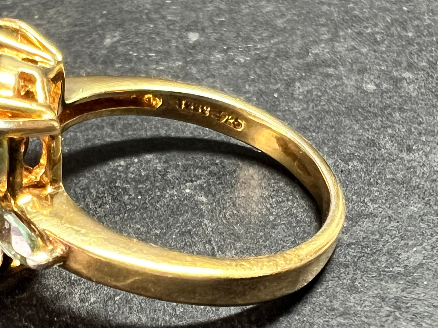 Champagne Quartz & Apatite Vermeil Ring Size 9