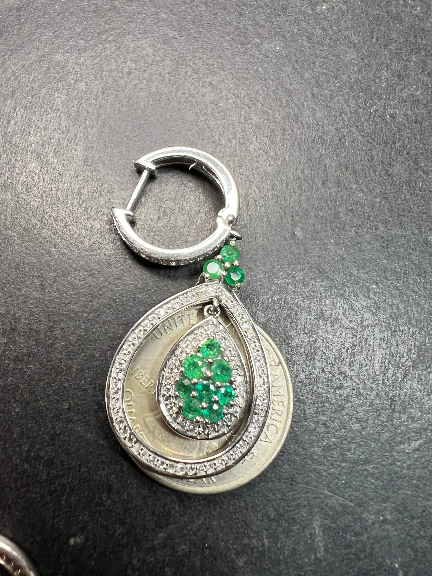 New Natural Emerald & 3.05ct Diamond 925 Silver Drop Earrings