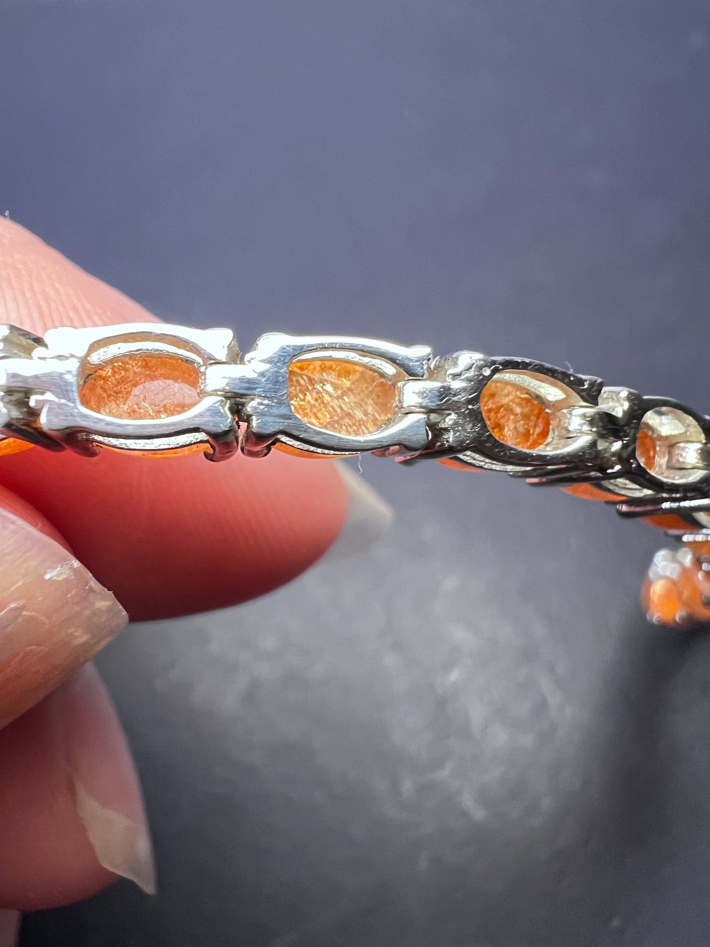 Korevora sunstone tennis bracelet in platinum over sterling silver